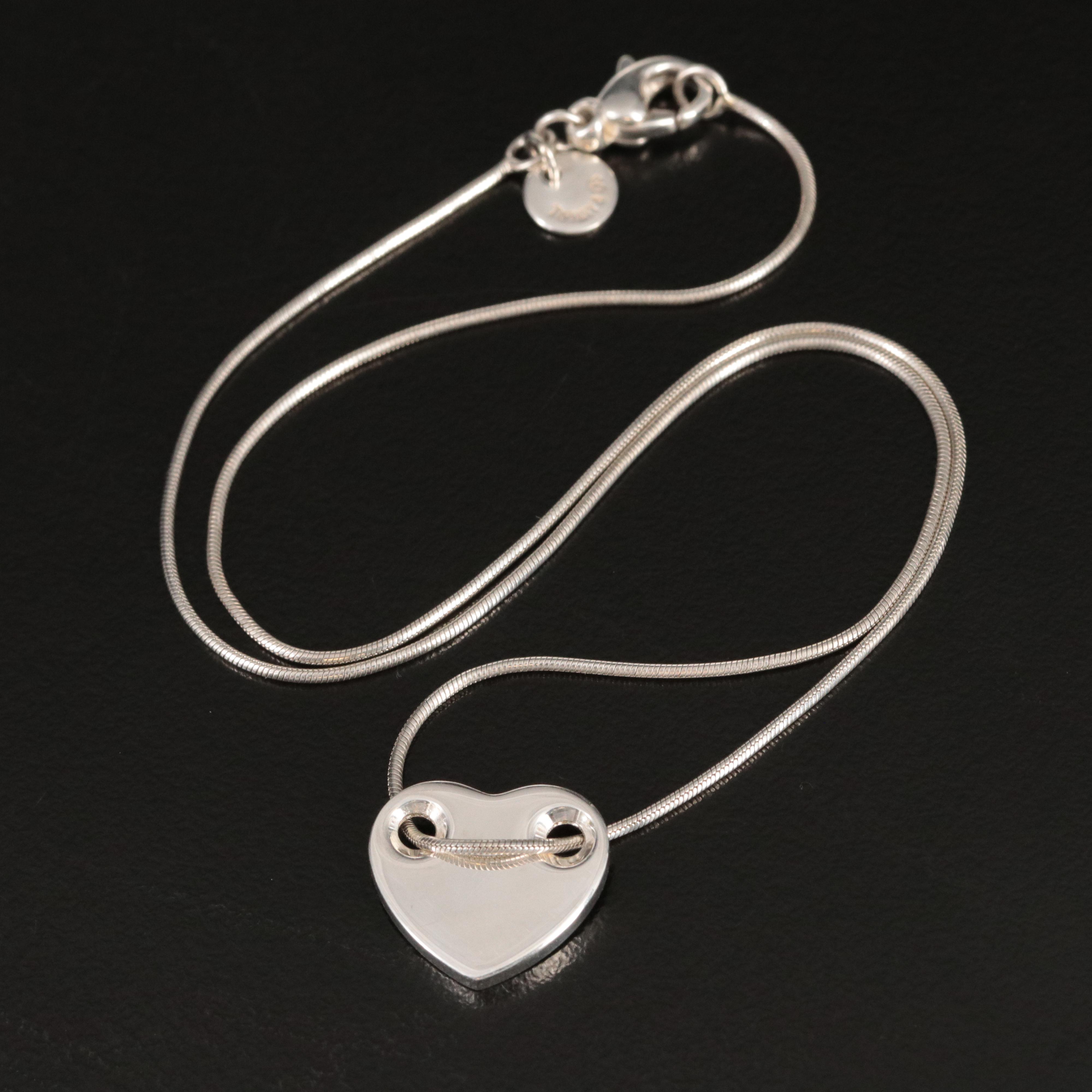 Tiffany & Co. Sterling Flat Heart Necklace