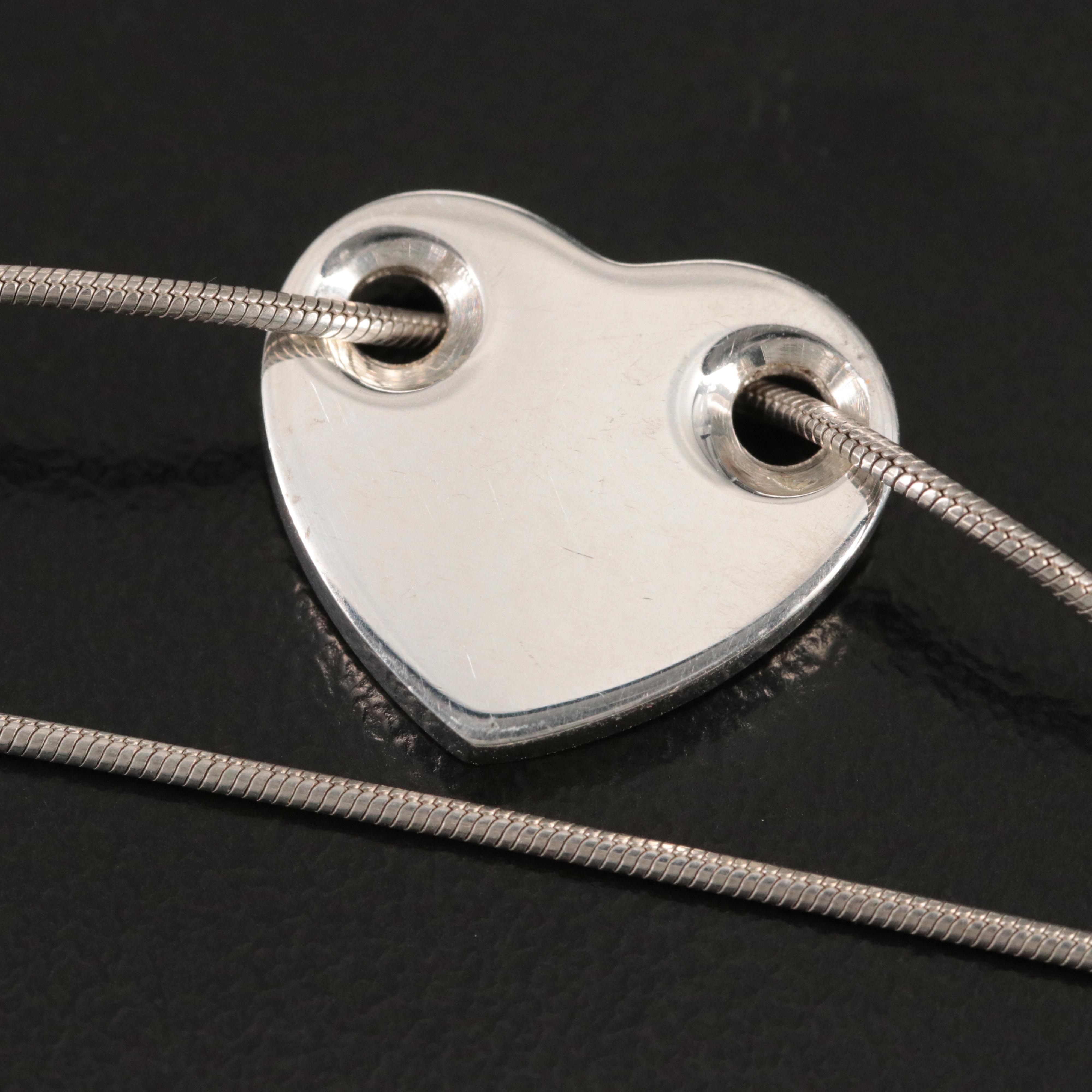 Tiffany & Co. Sterling Flat Heart Necklace