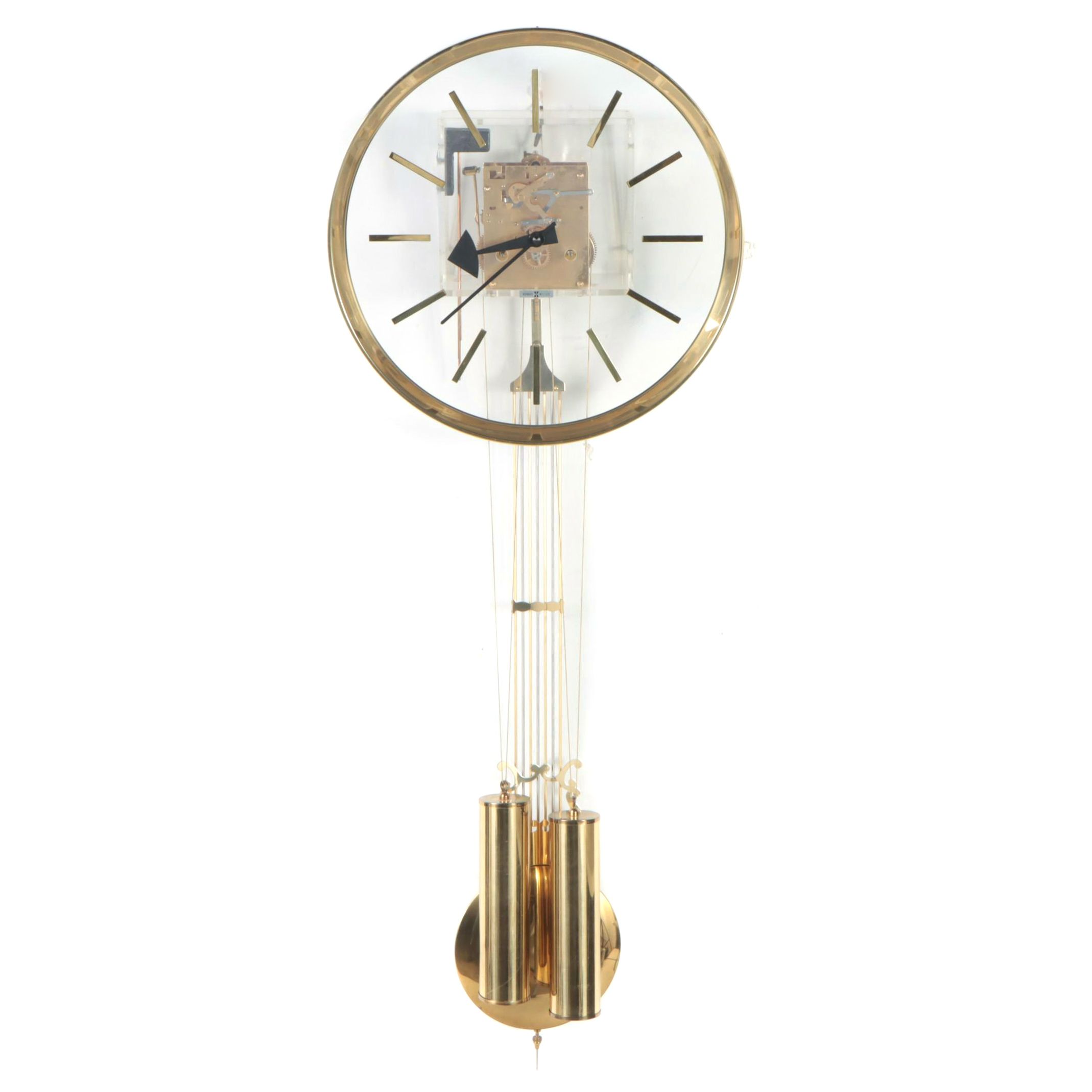 George Nelson for Howard Miller Lucite and Brass Skeleton Wall Clock
