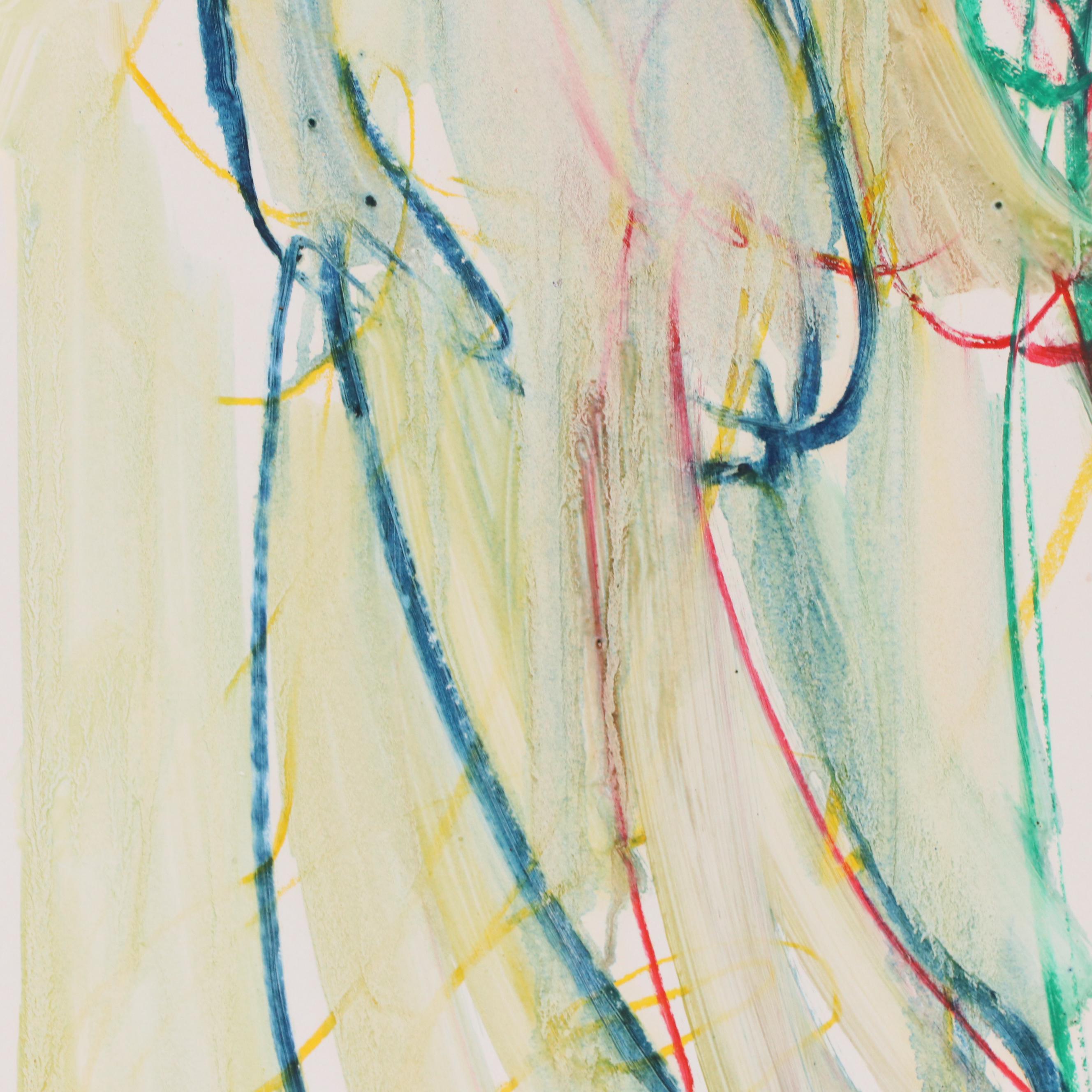 Jack Meanwell Modern Figural Oil  Pastel Drawing, 1980