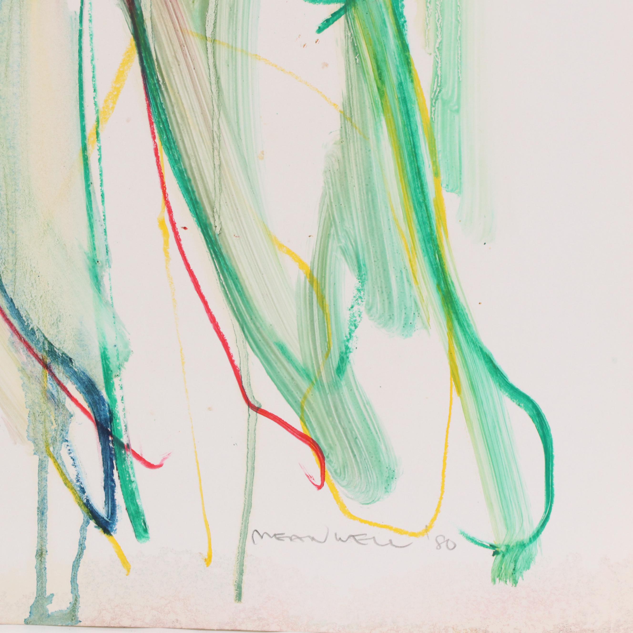 Jack Meanwell Modern Figural Oil  Pastel Drawing, 1980