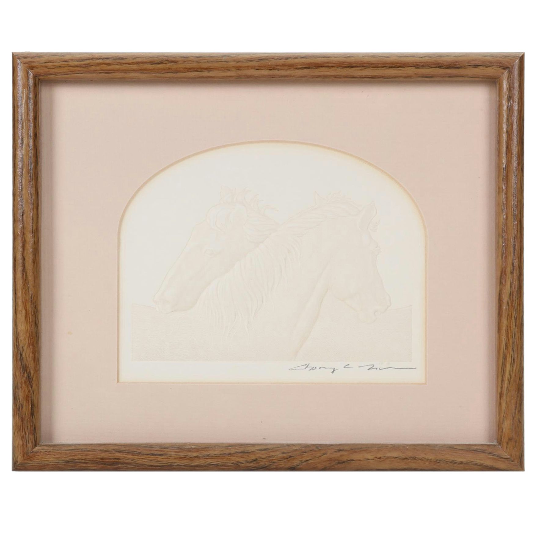 Embossed Cast Paper Relief Of Horses