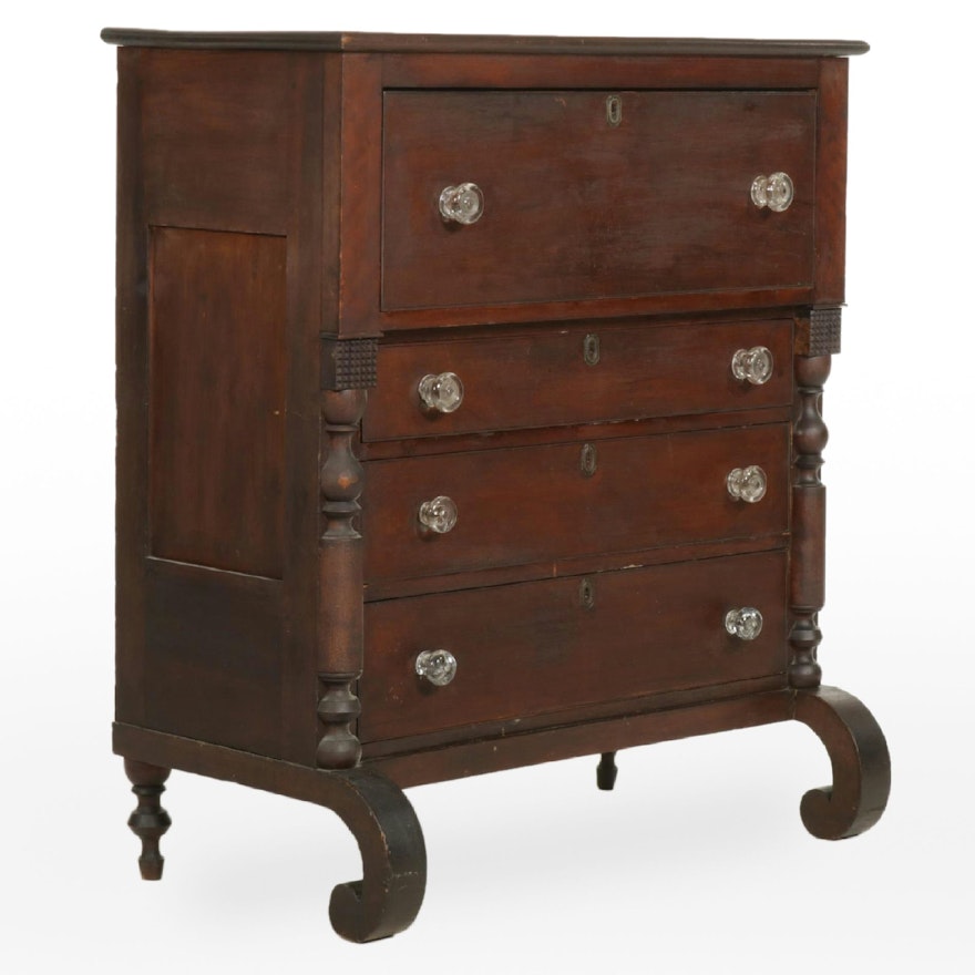 American Empire Mahogany Four-Drawer Chest, Mid-19th Century