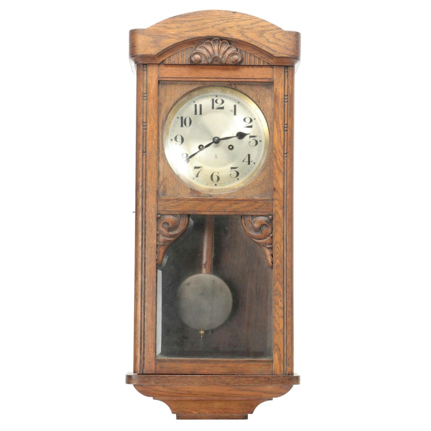 Gustav Becker Oak Cased Wall Clock, 20th Century