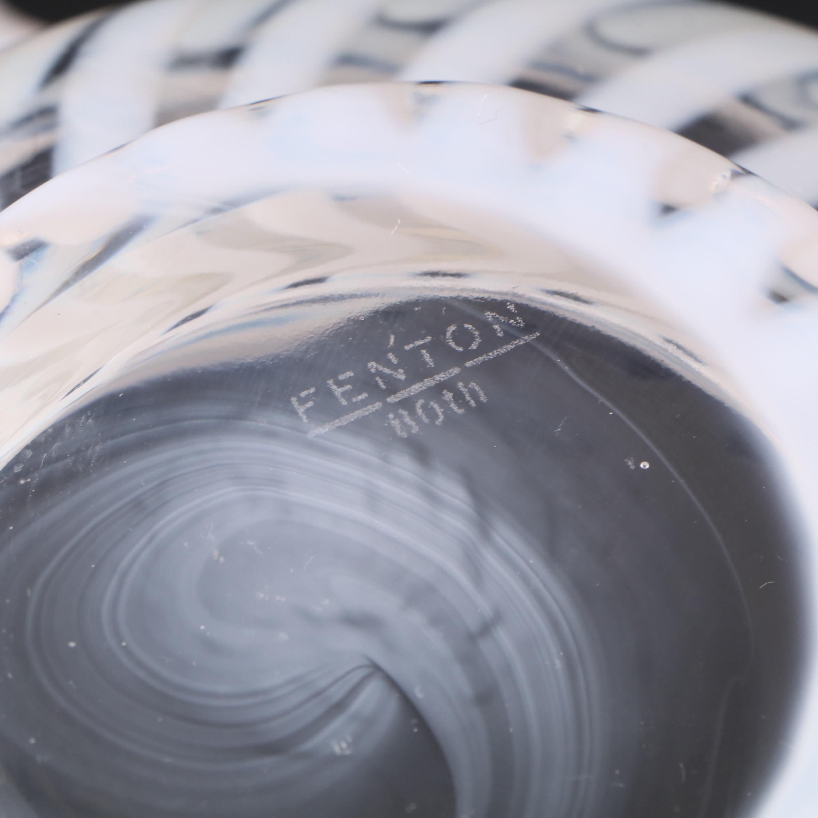 Fenton Blue Ridge Opalescent Swirl 80th Anniversary Ruffled Glassware, More