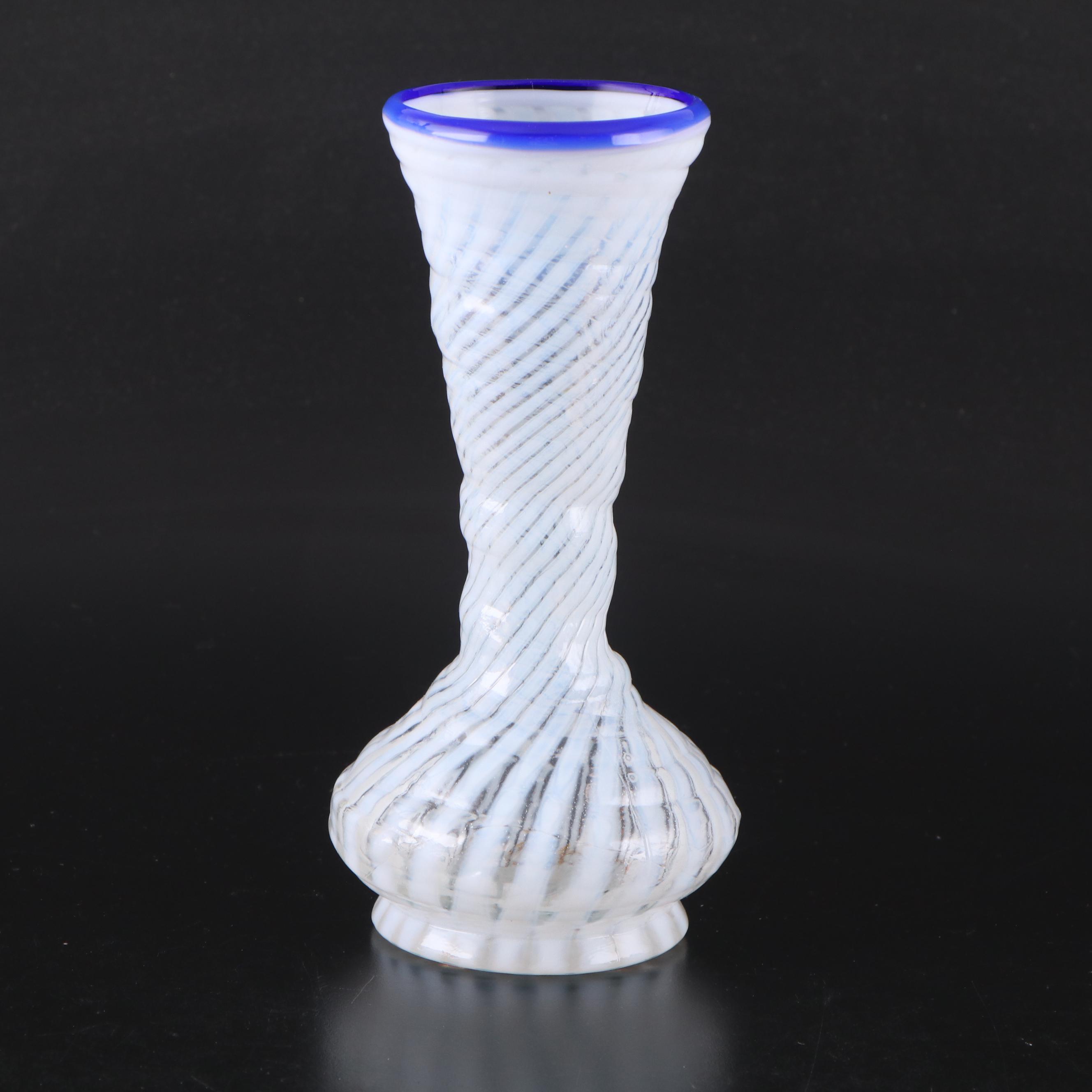 Fenton Blue Ridge Opalescent Swirl 80th Anniversary Ruffled Glassware, More