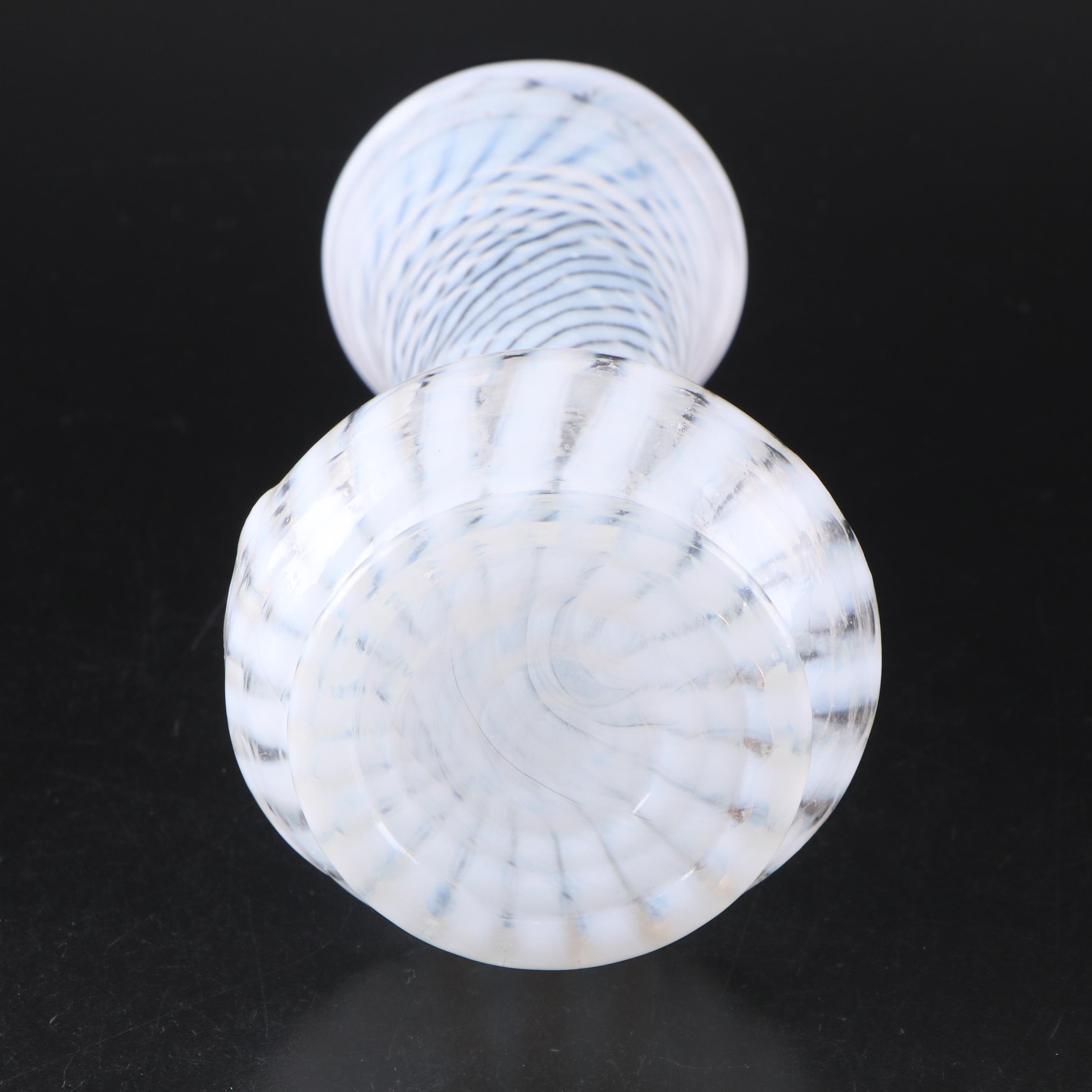 Fenton Blue Ridge Opalescent Swirl 80th Anniversary Ruffled Glassware, More