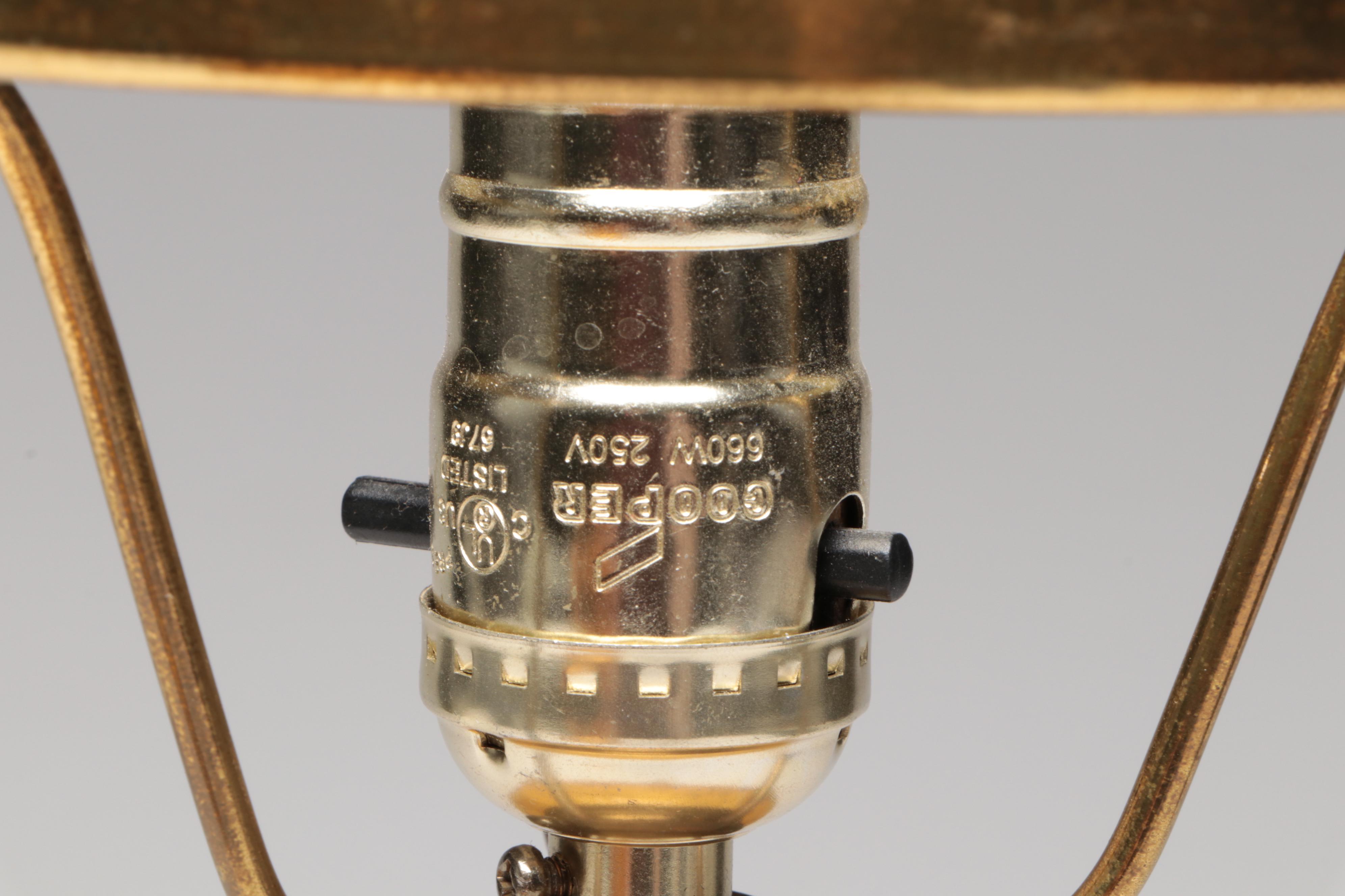 Fenton Roses Pressed Amber Glass Table Lamp with Marble Base