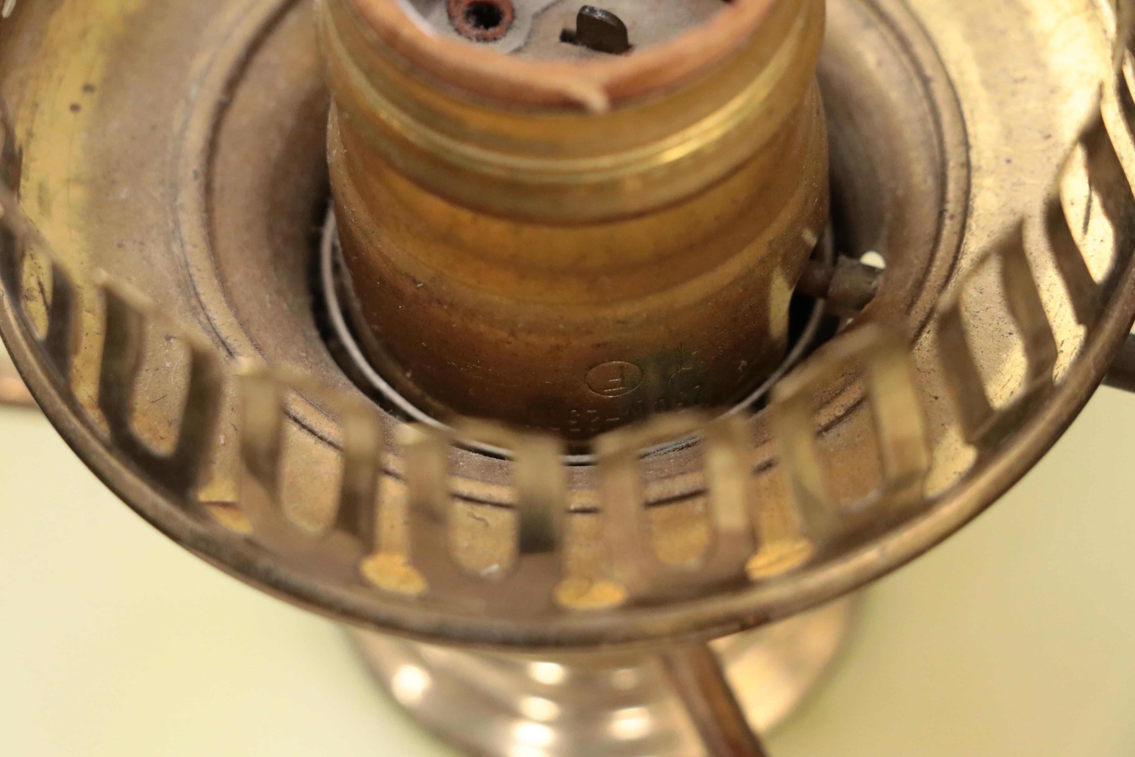 Fenton Burmese Glass Parlor Lamps with Hand-Painted Roses, Late 20th C.