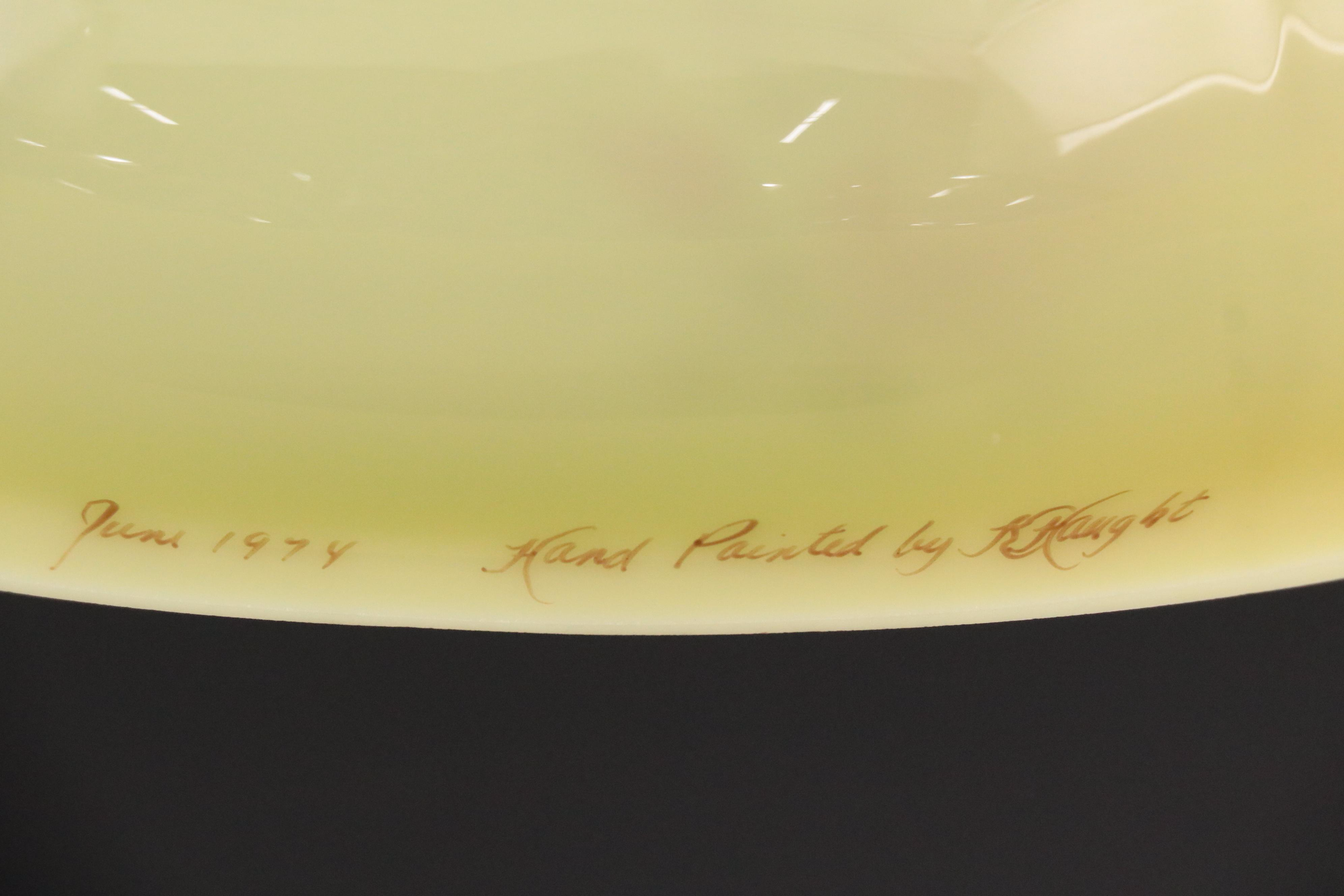 Fenton Burmese Glass Parlor Lamps with Hand-Painted Roses, Late 20th C.