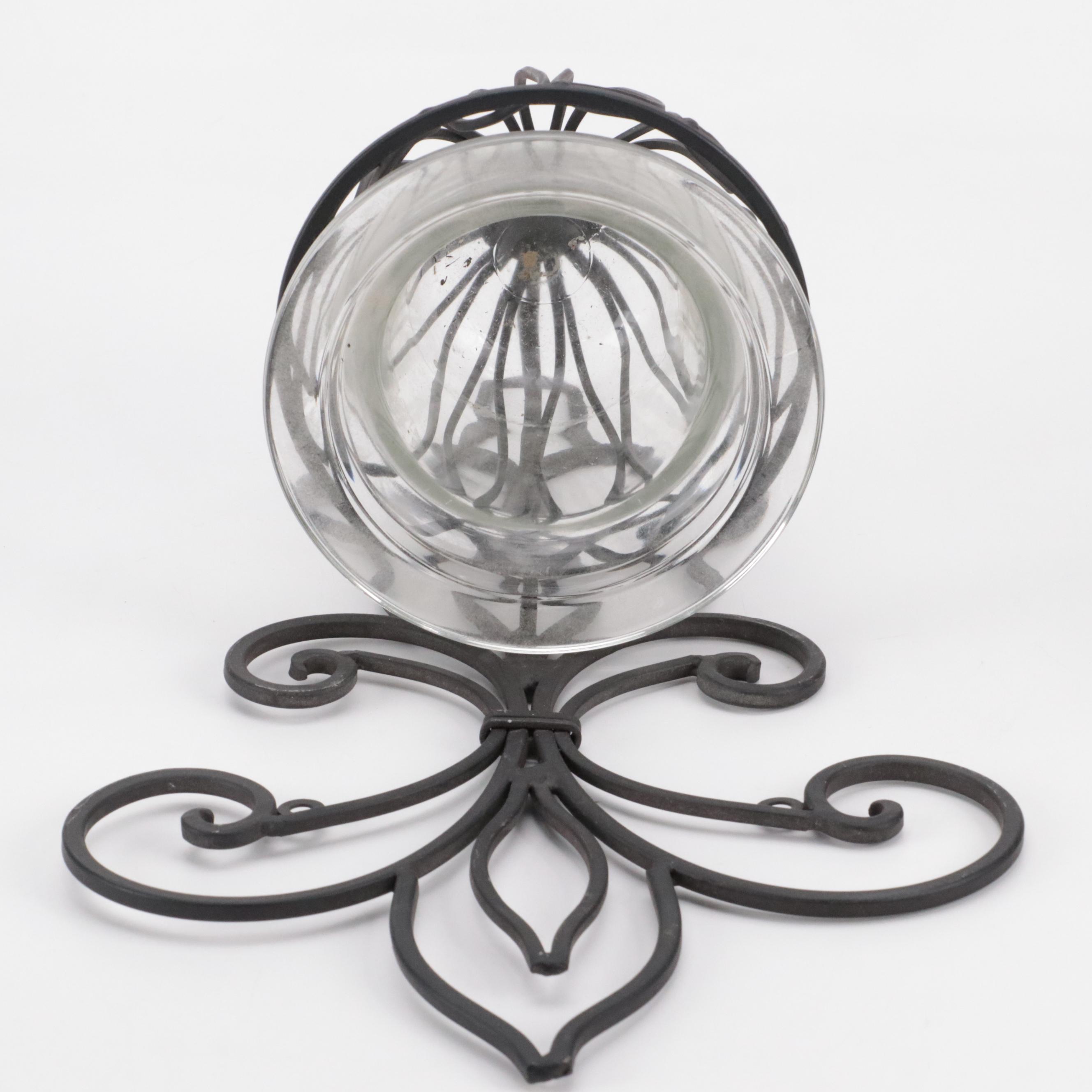 Metal Vase with a Pair of Metal Wall Mounted Votive Holders EBTH