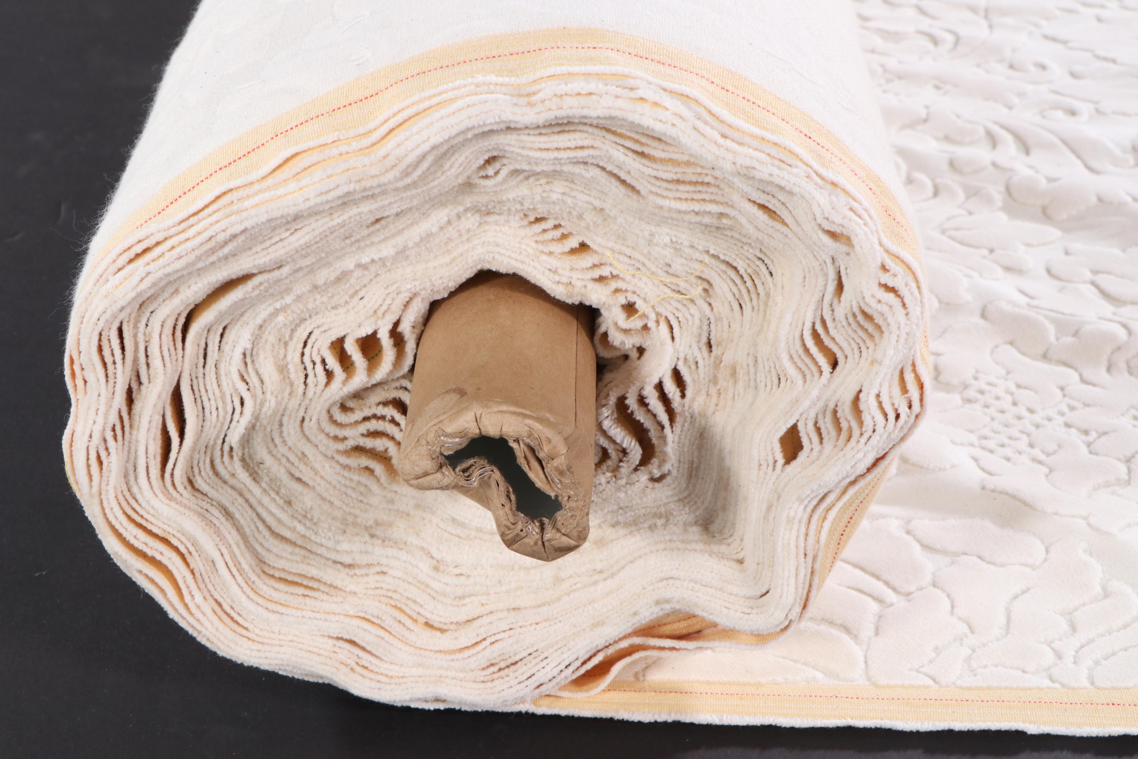 White Brocade Chenille Fabric Partial Bolt