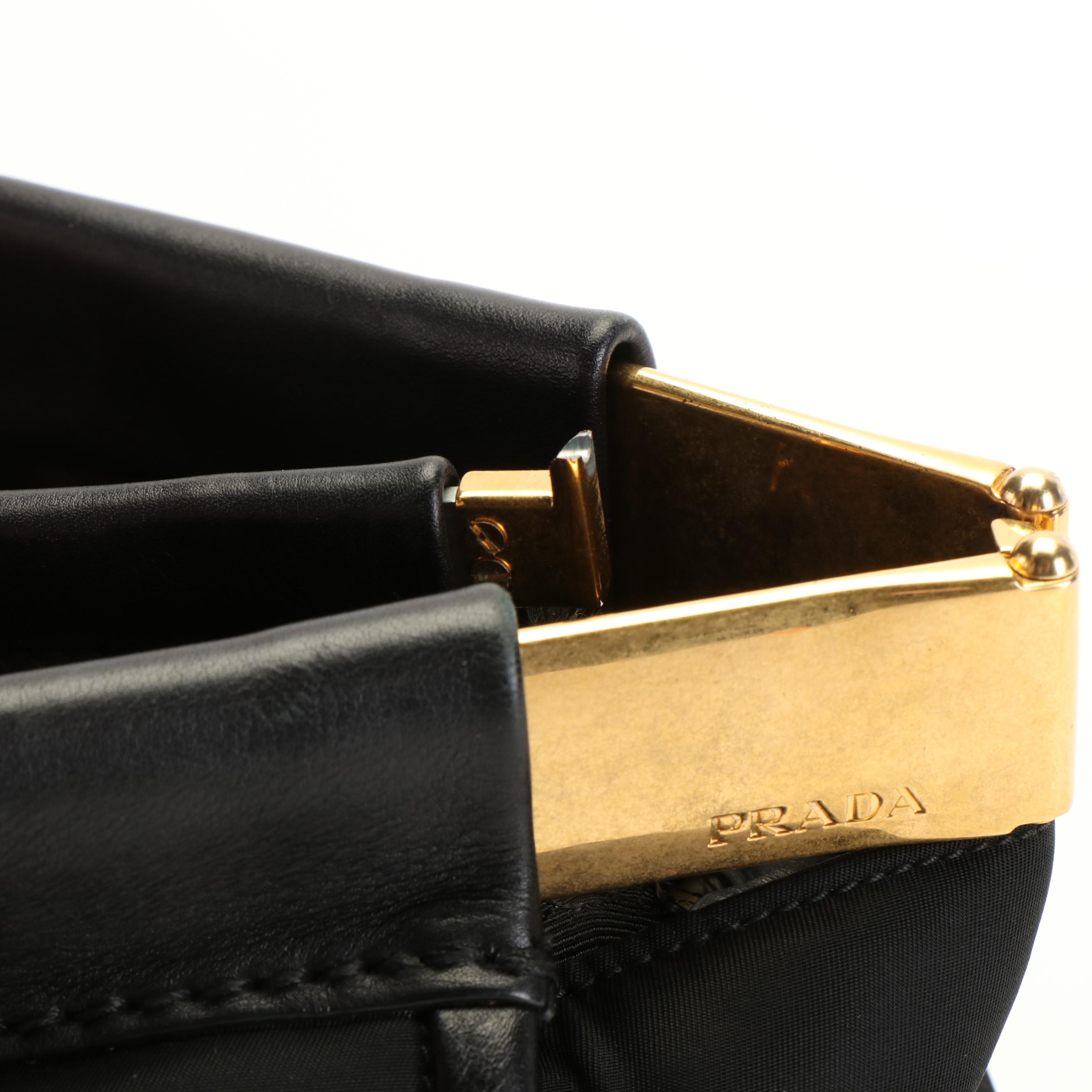 Prada Top Handle Bag in Black Tessuto Nylon