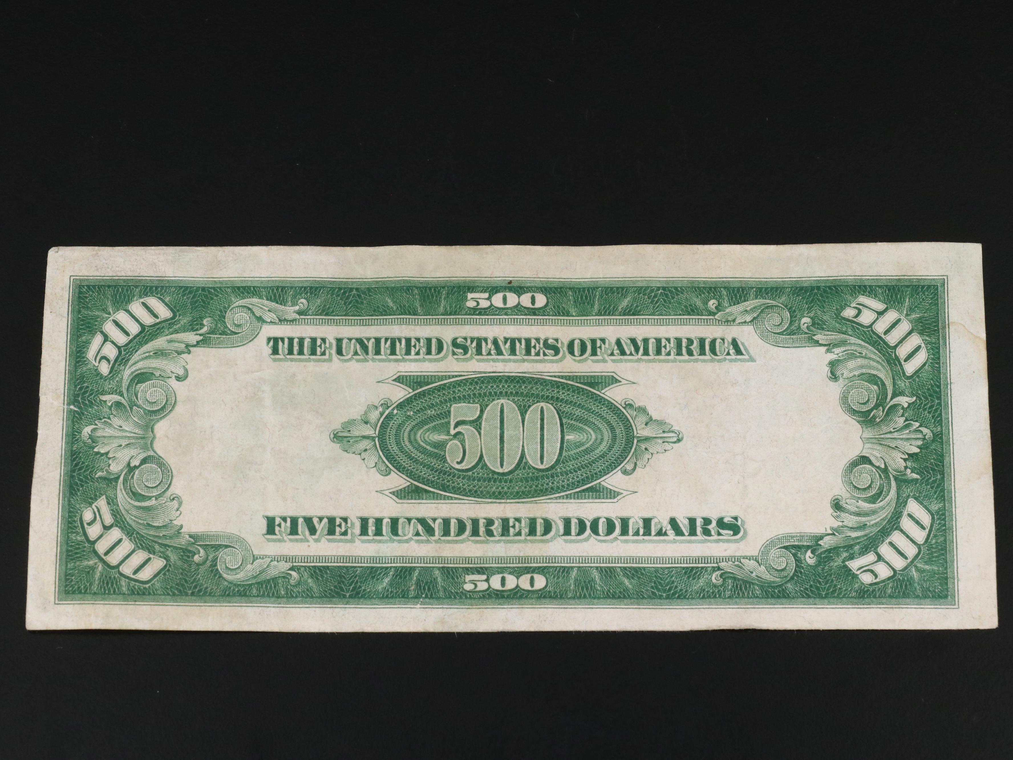 1934 $500 Federal Reserve Currency Note With a Very Low Serial Number