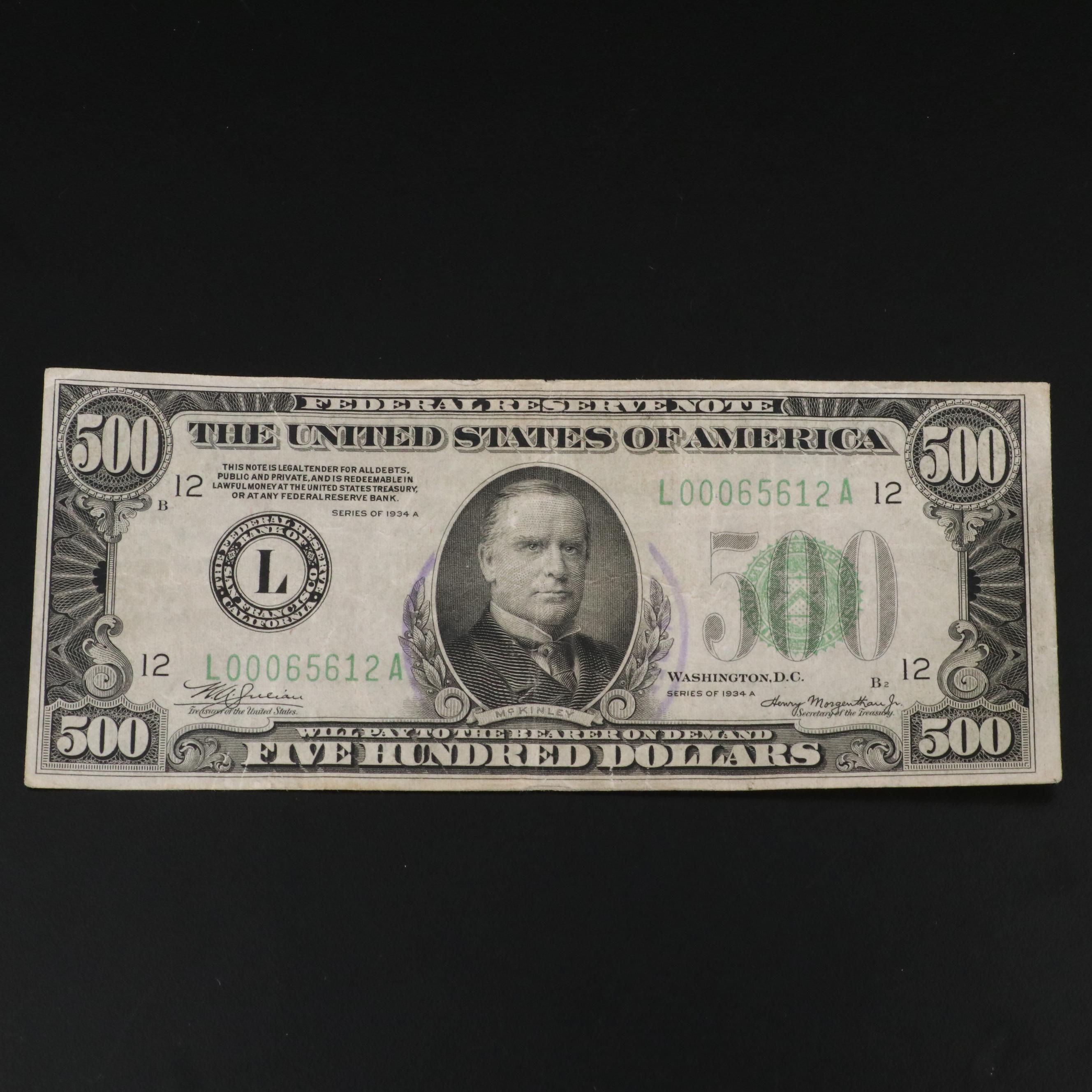 1934 A $500 Federal Reserve Note