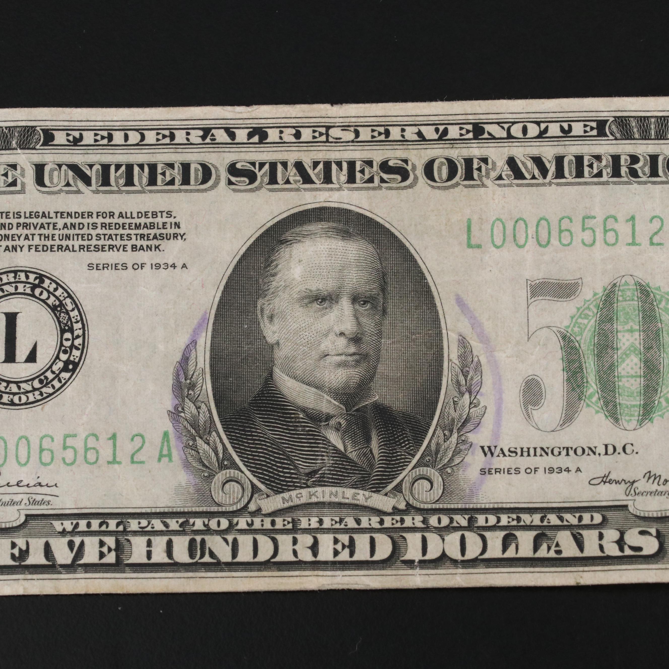 1934 A $500 Federal Reserve Note