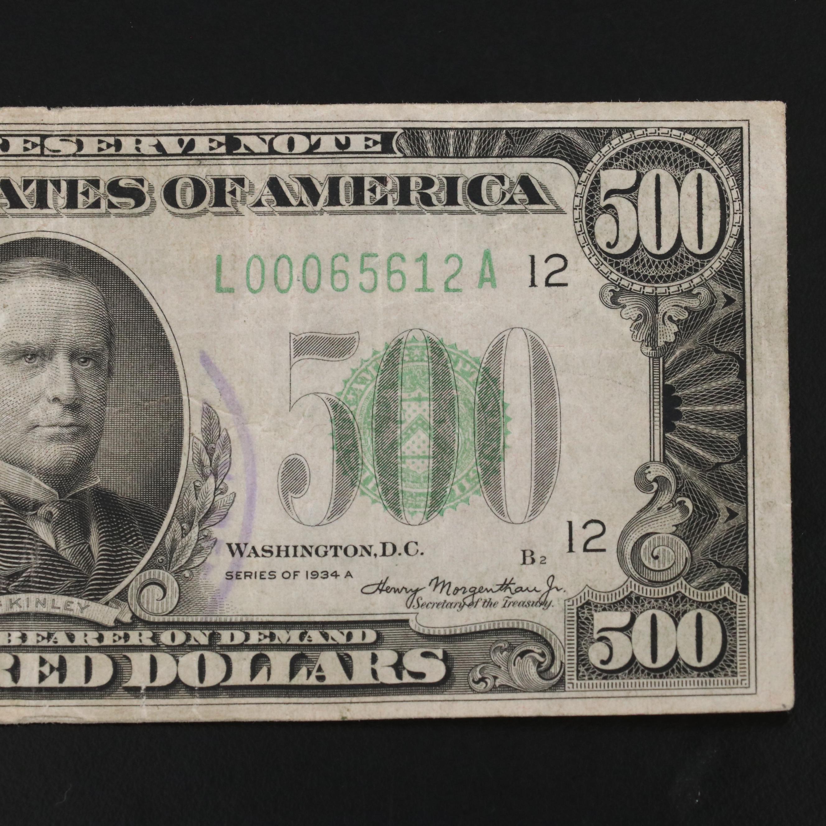 1934 A $500 Federal Reserve Note