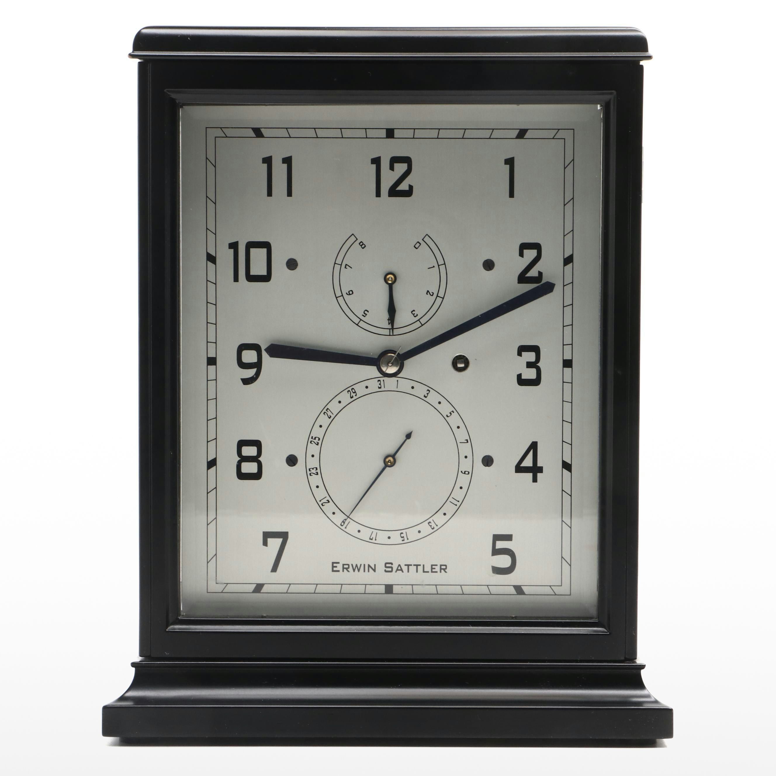 Erwin Sattler Model 1380 Wooden and Glass Table Clock