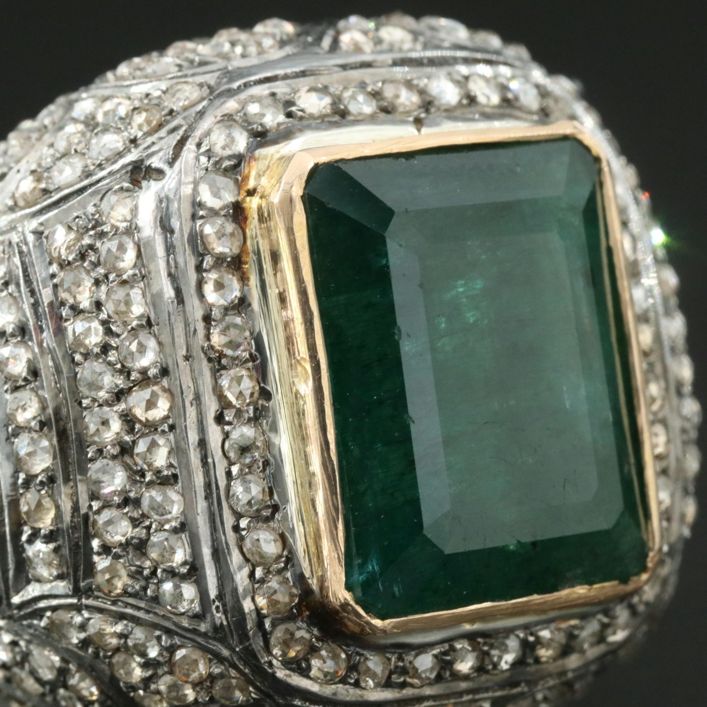 Sterling 12.64 CT Emerald and 2.04 CTW Diamond Ring with 14K Bezel | EBTH