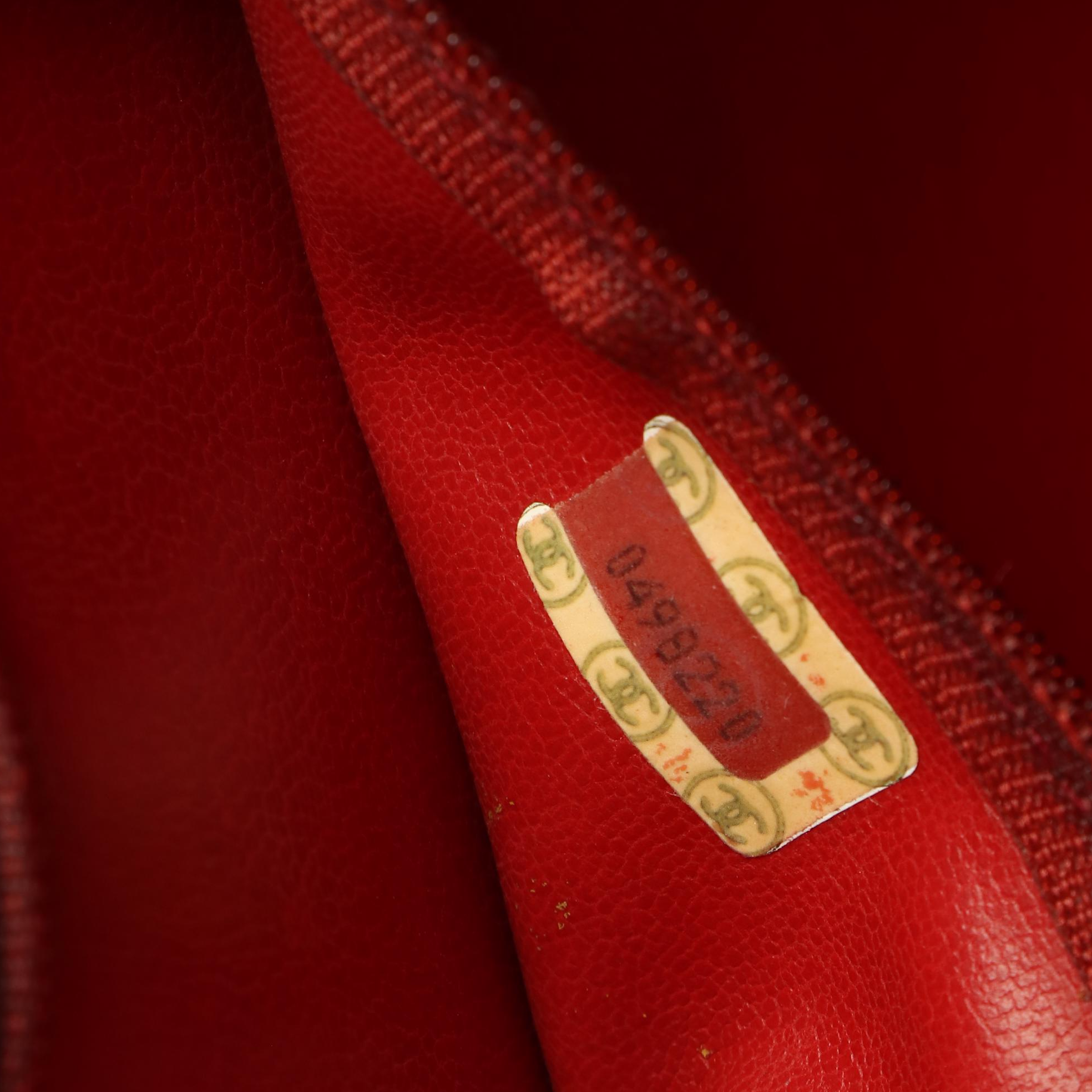 Chanel Chain Strap Tote Bag in Red Lambskin Leather