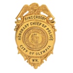 Bing Crosby City of Olympia Honorary Chief of Police Badge, Mid-20th Century