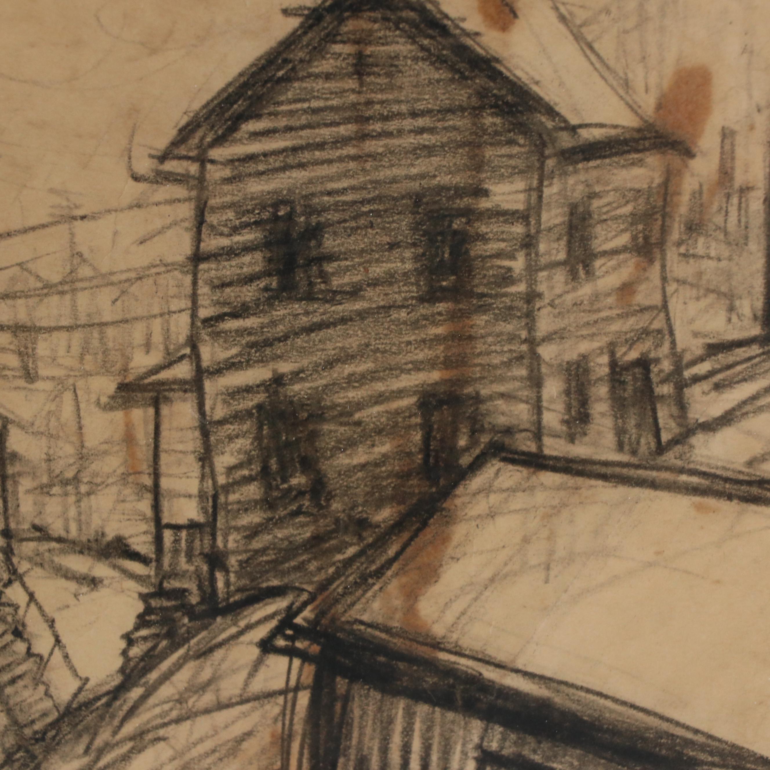 Russell Sherman Wildlife Lithograph and WPA Style Cityscape Drawing