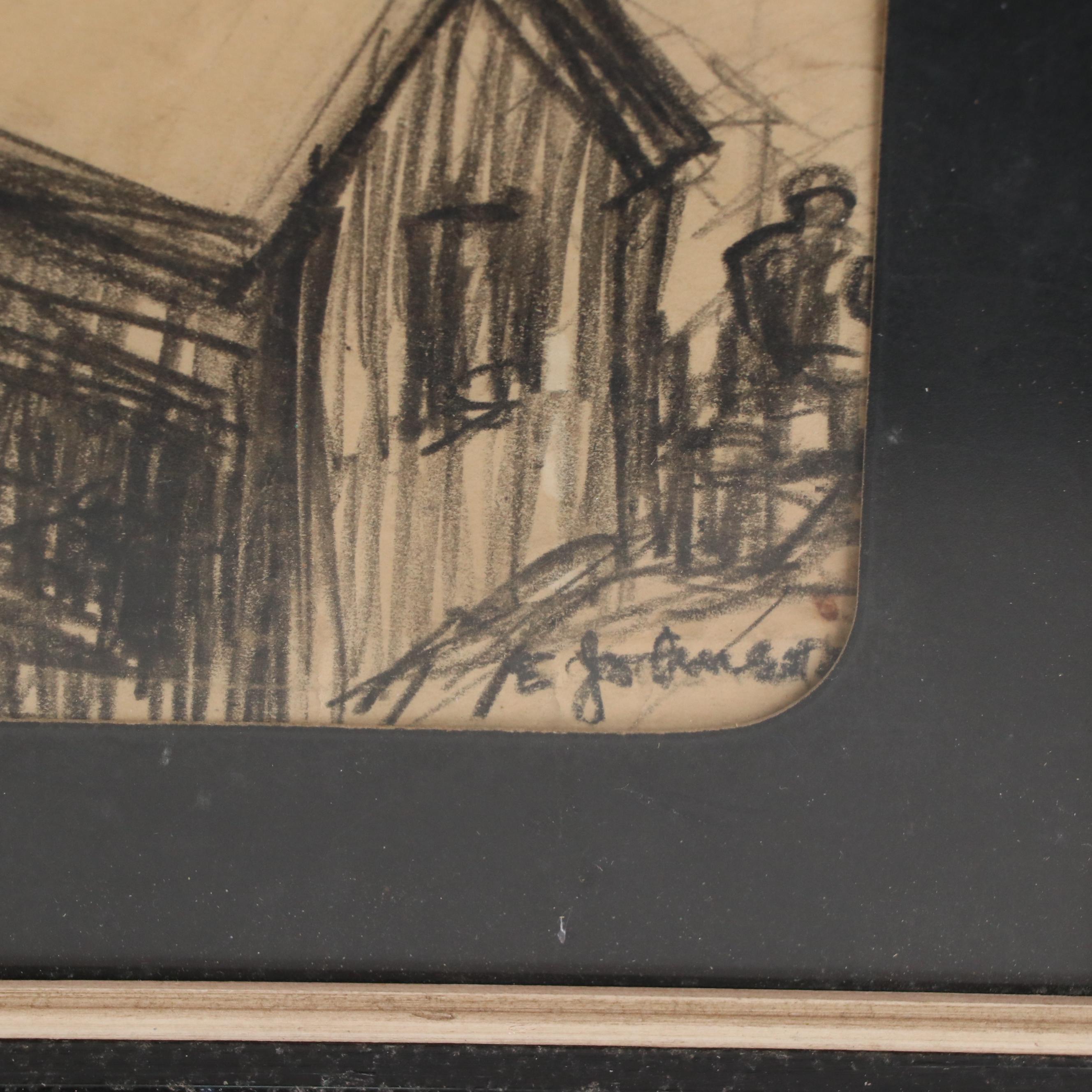 Russell Sherman Wildlife Lithograph and WPA Style Cityscape Drawing