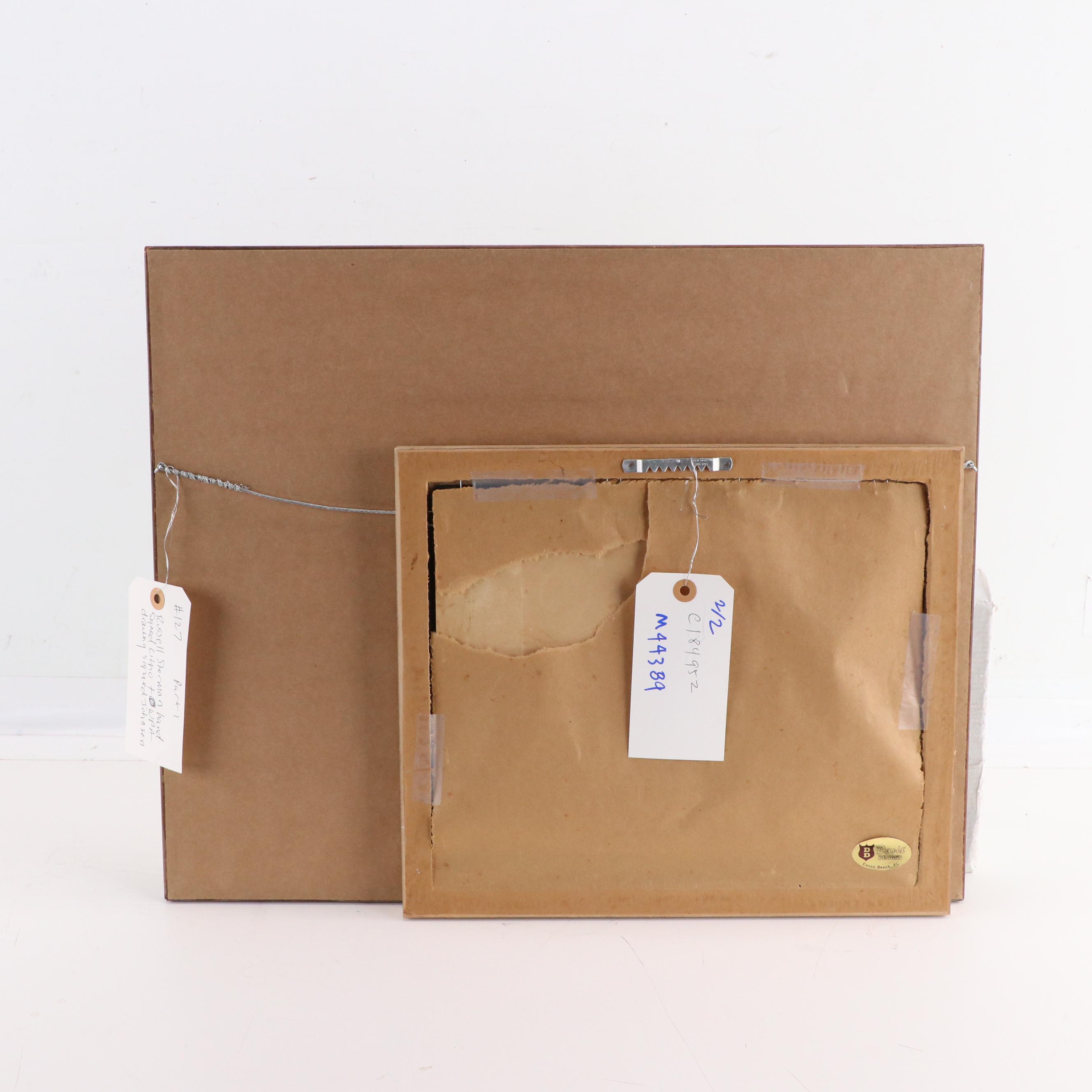 Russell Sherman Wildlife Lithograph and WPA Style Cityscape Drawing