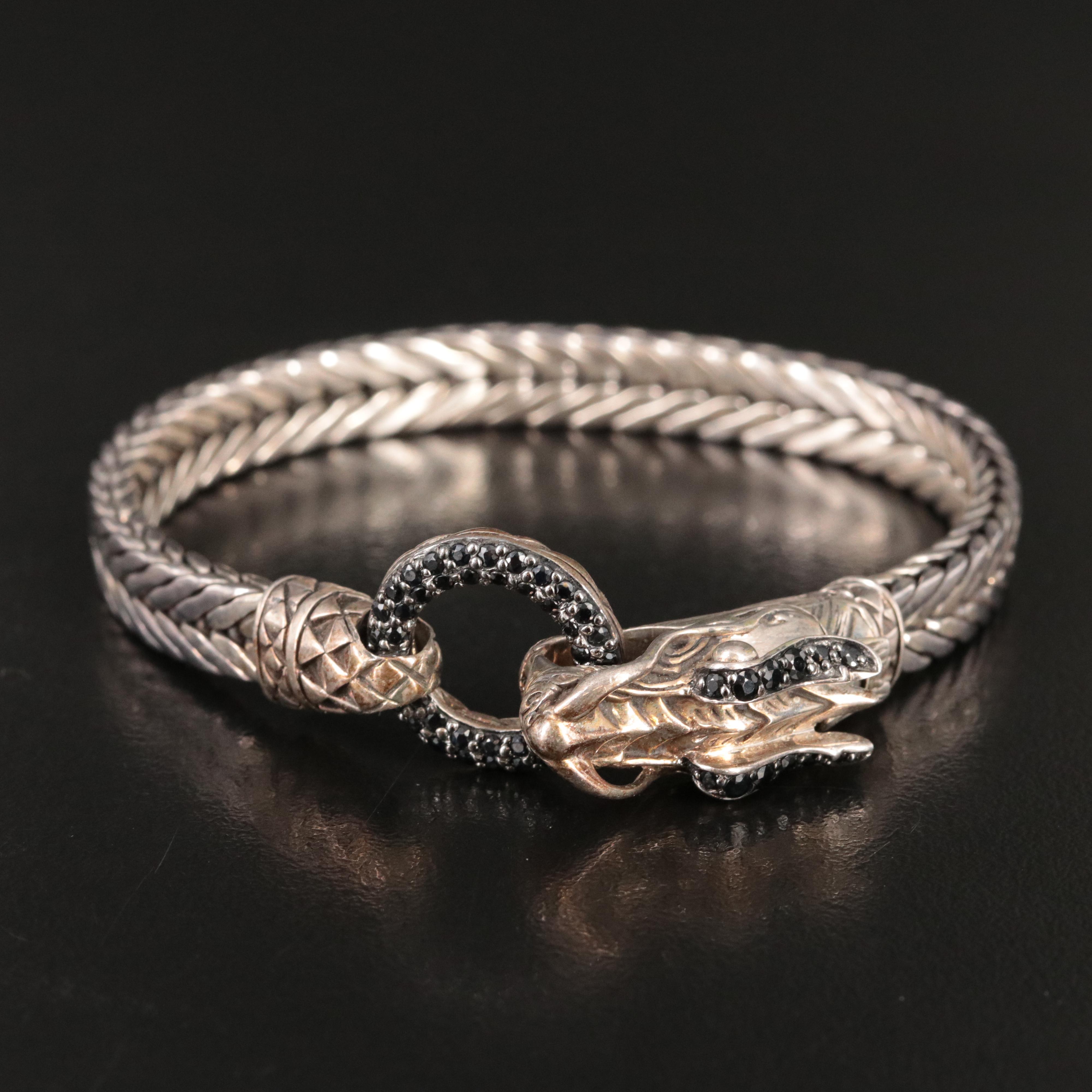 John Hardy Legends Naga Sterling and Black Sapphire Bracelet
