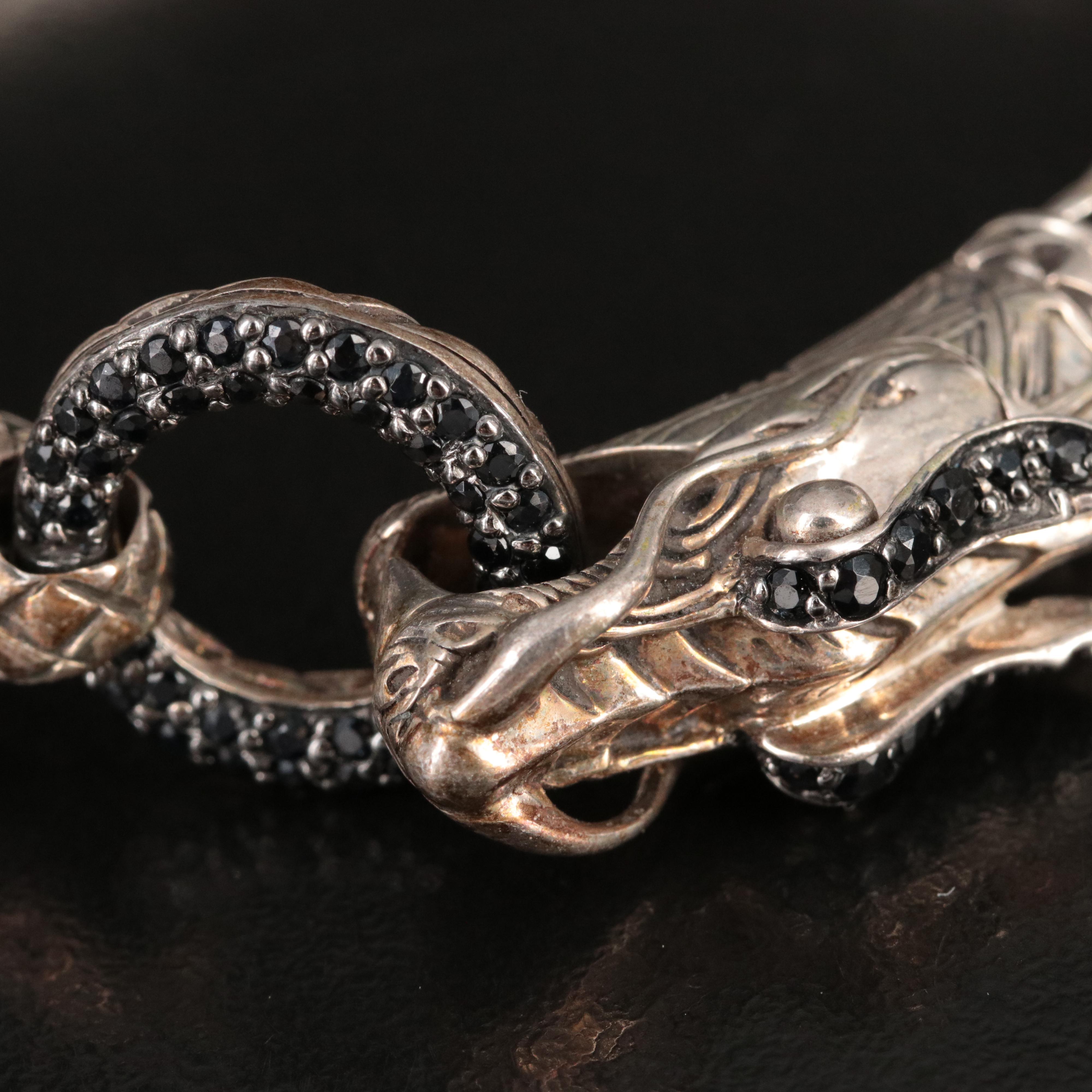 John Hardy Legends Naga Sterling and Black Sapphire Bracelet