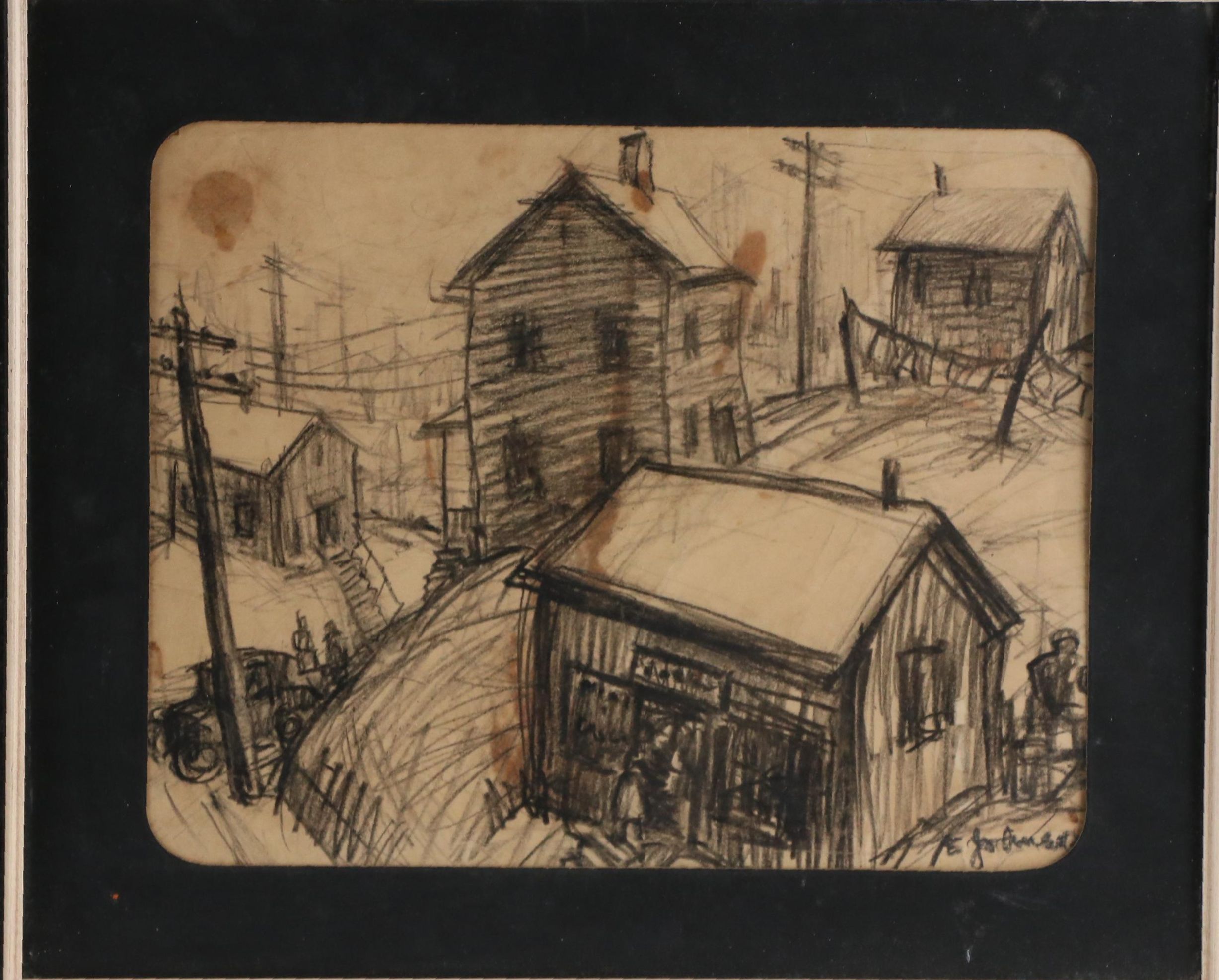 Russell Sherman Wildlife Lithograph and WPA Style Cityscape Drawing