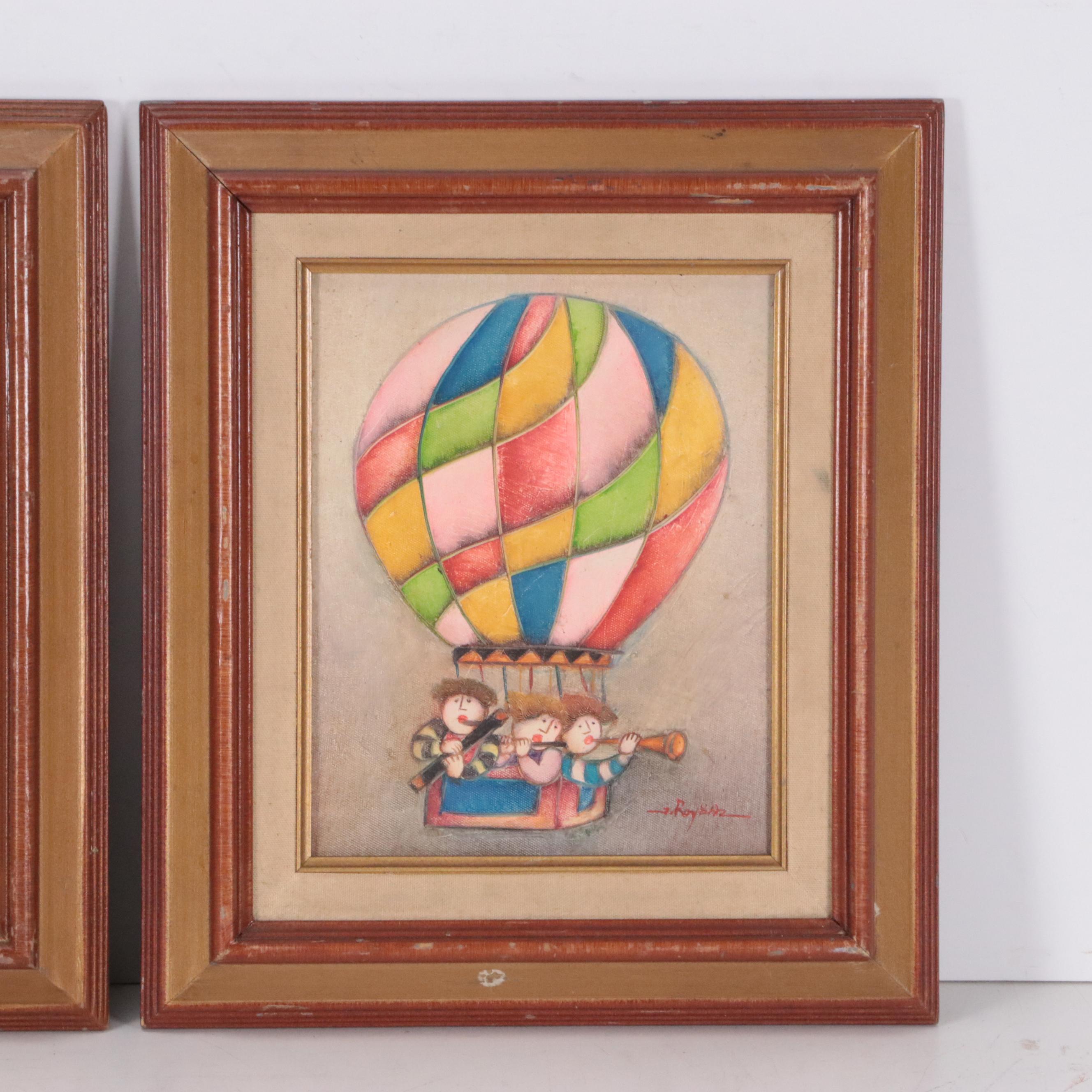 Pair of Joyce Roybal Oil Paintings of Children, Mid to Late 20th Century