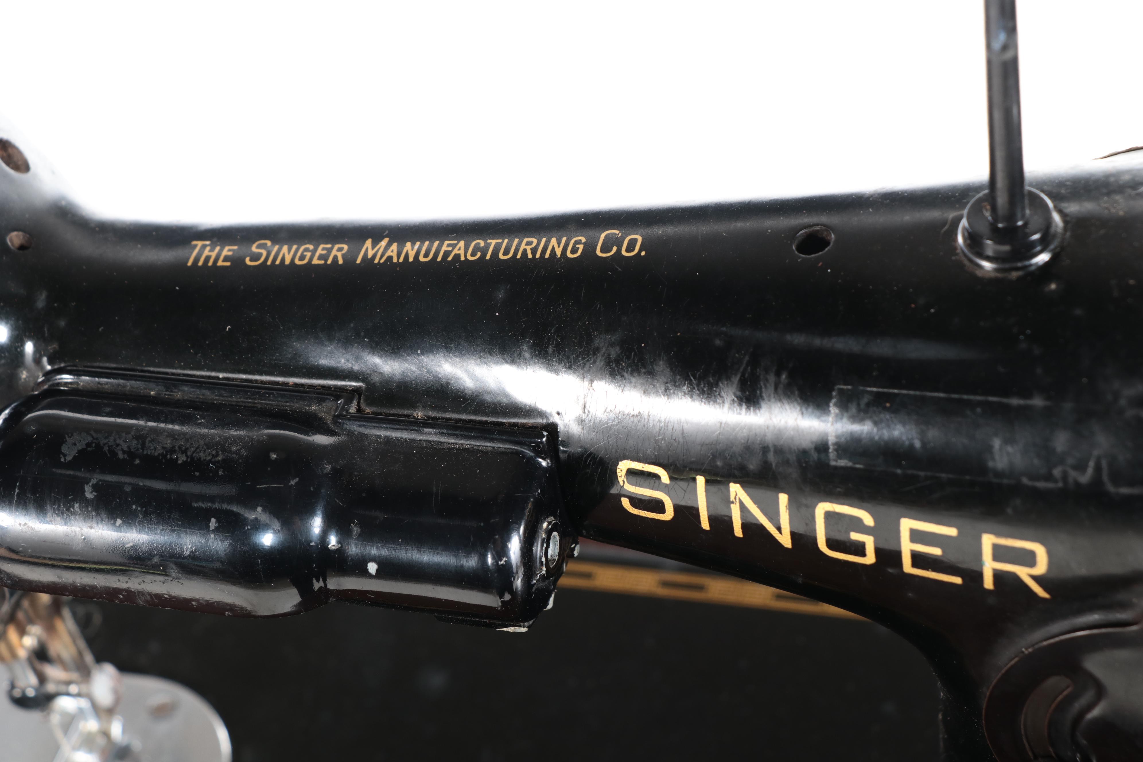 Singer Sewing Machine Model 201 with Wooden Sewing Table, 1952