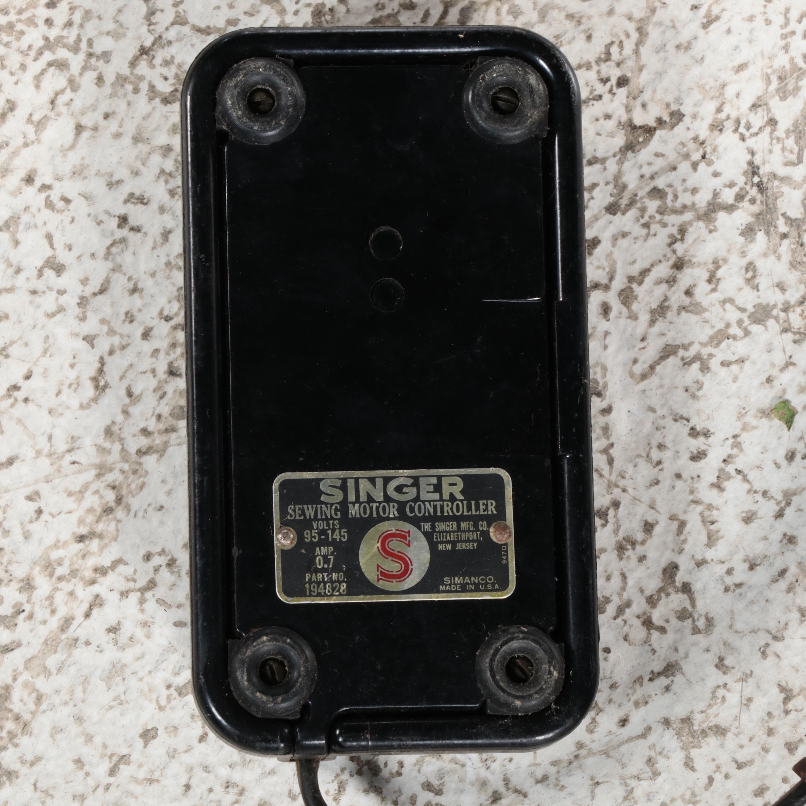 Singer Sewing Machine Model 201 with Wooden Sewing Table, 1952