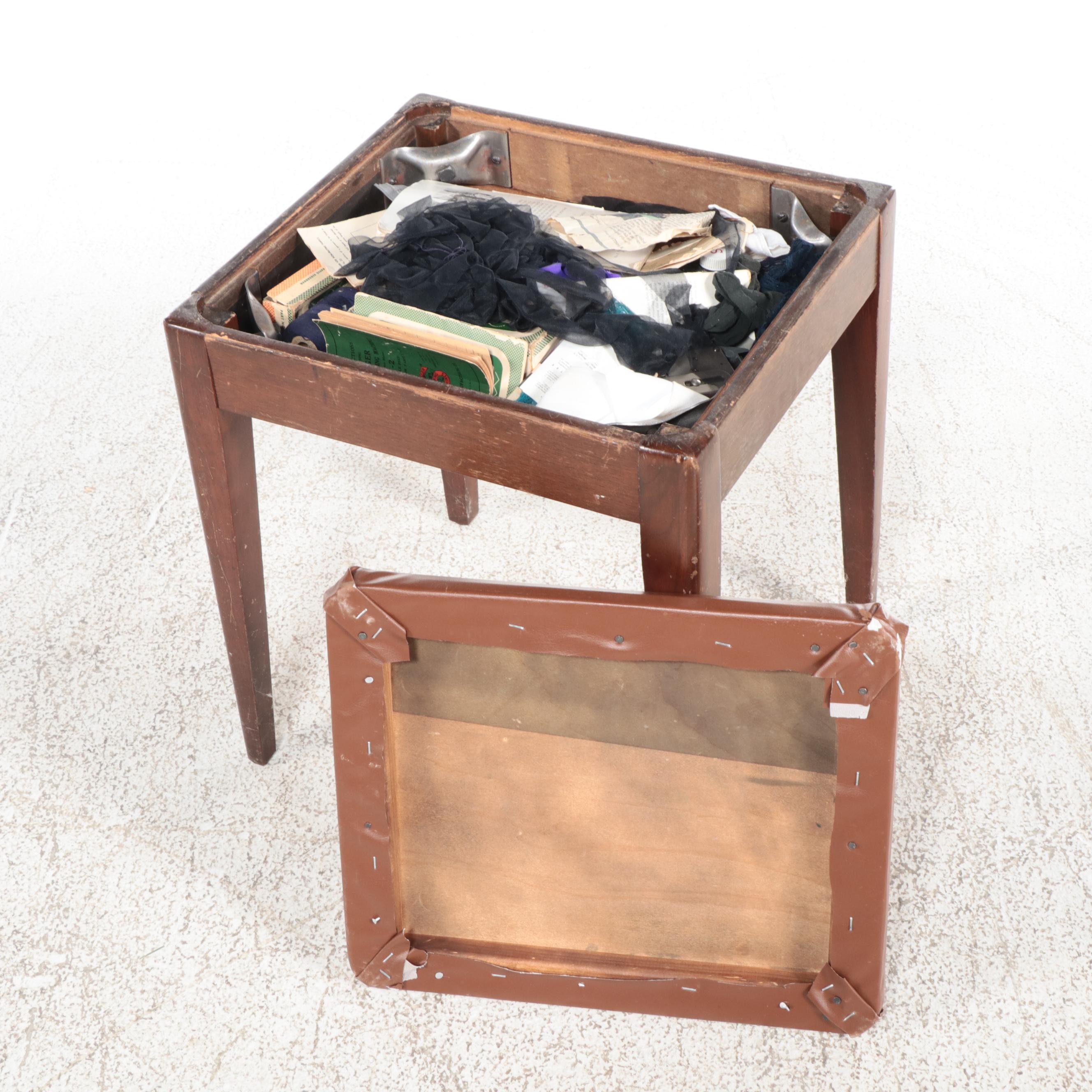 Singer Sewing Machine Model 201 with Wooden Sewing Table, 1952