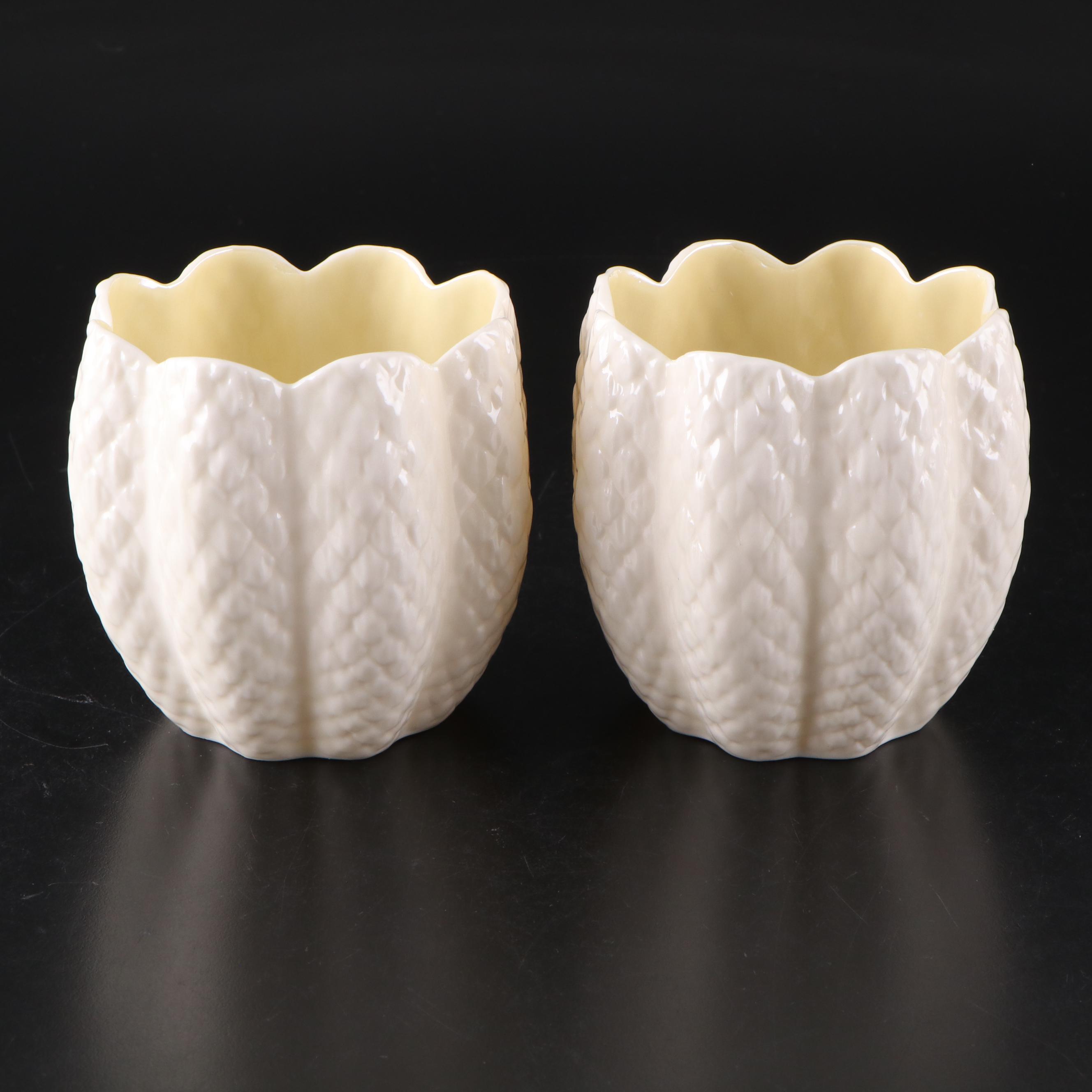 Belleek New Shell Yellow Porcelain Teapot, Biscuit Jars, Vases, Bell and More