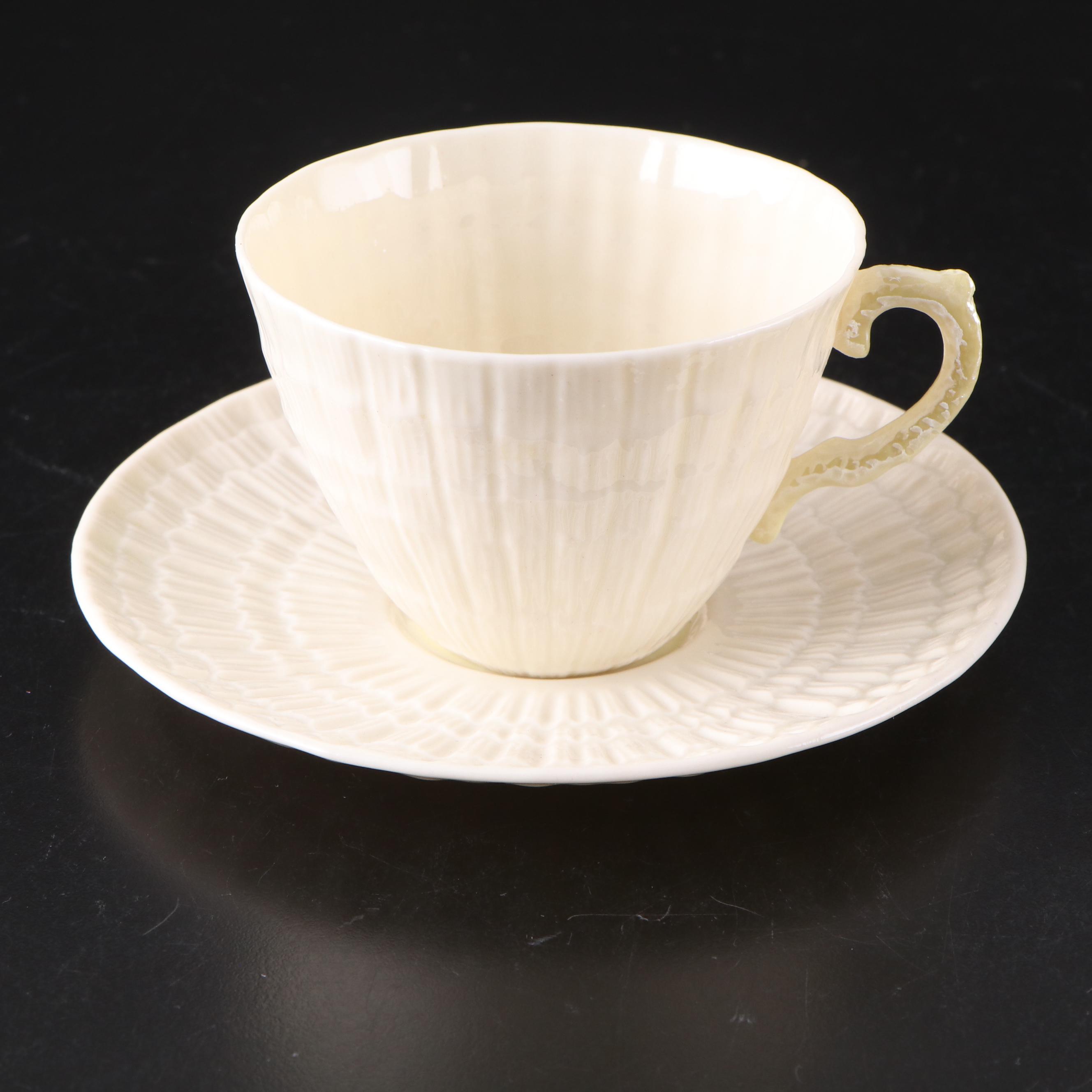 Belleek New Shell Yellow Porcelain Teapot, Biscuit Jars, Vases, Bell and More