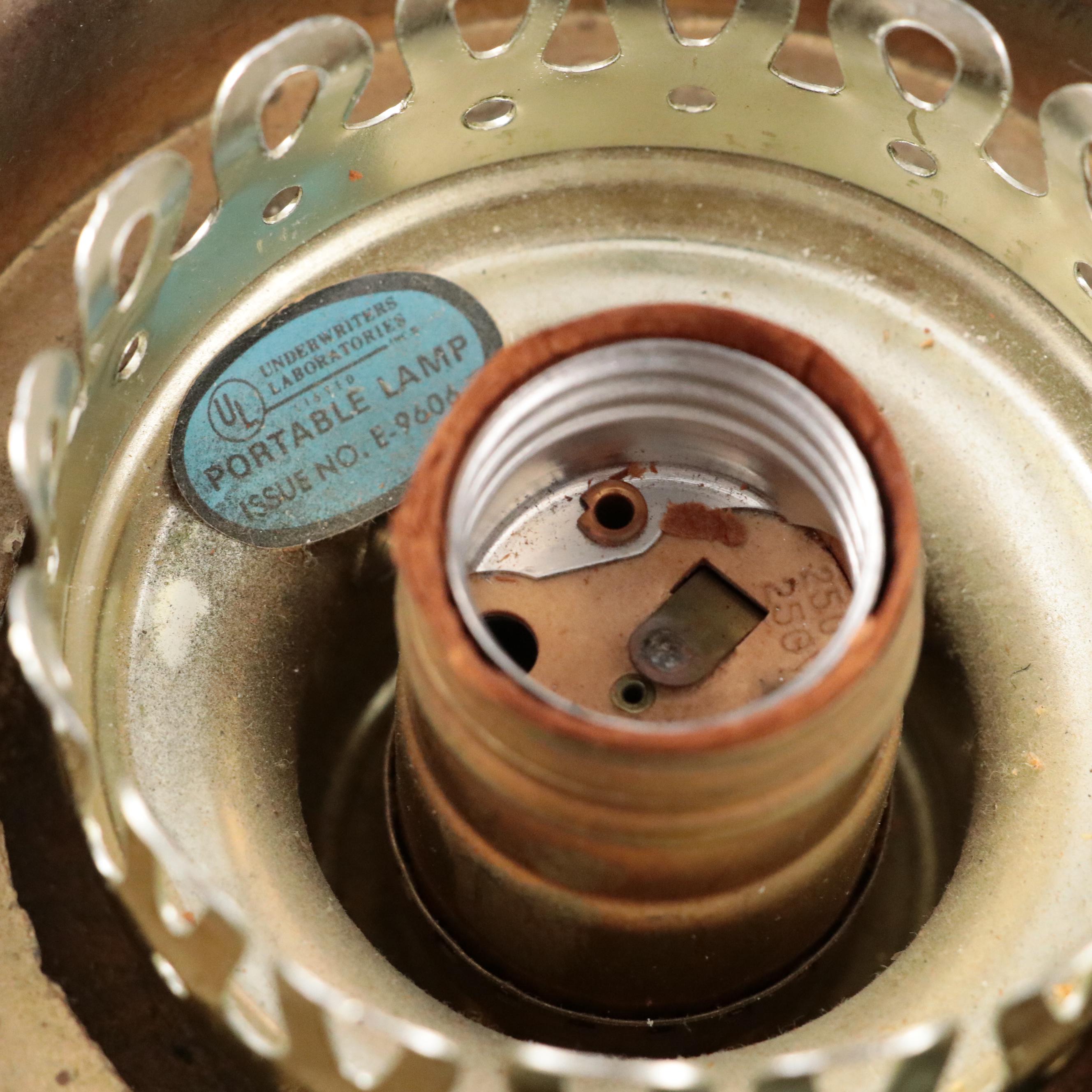 Fenton Burmese Glass "Embossed Roses" Gone with the Wind Style Lamp, 1971 - 1973