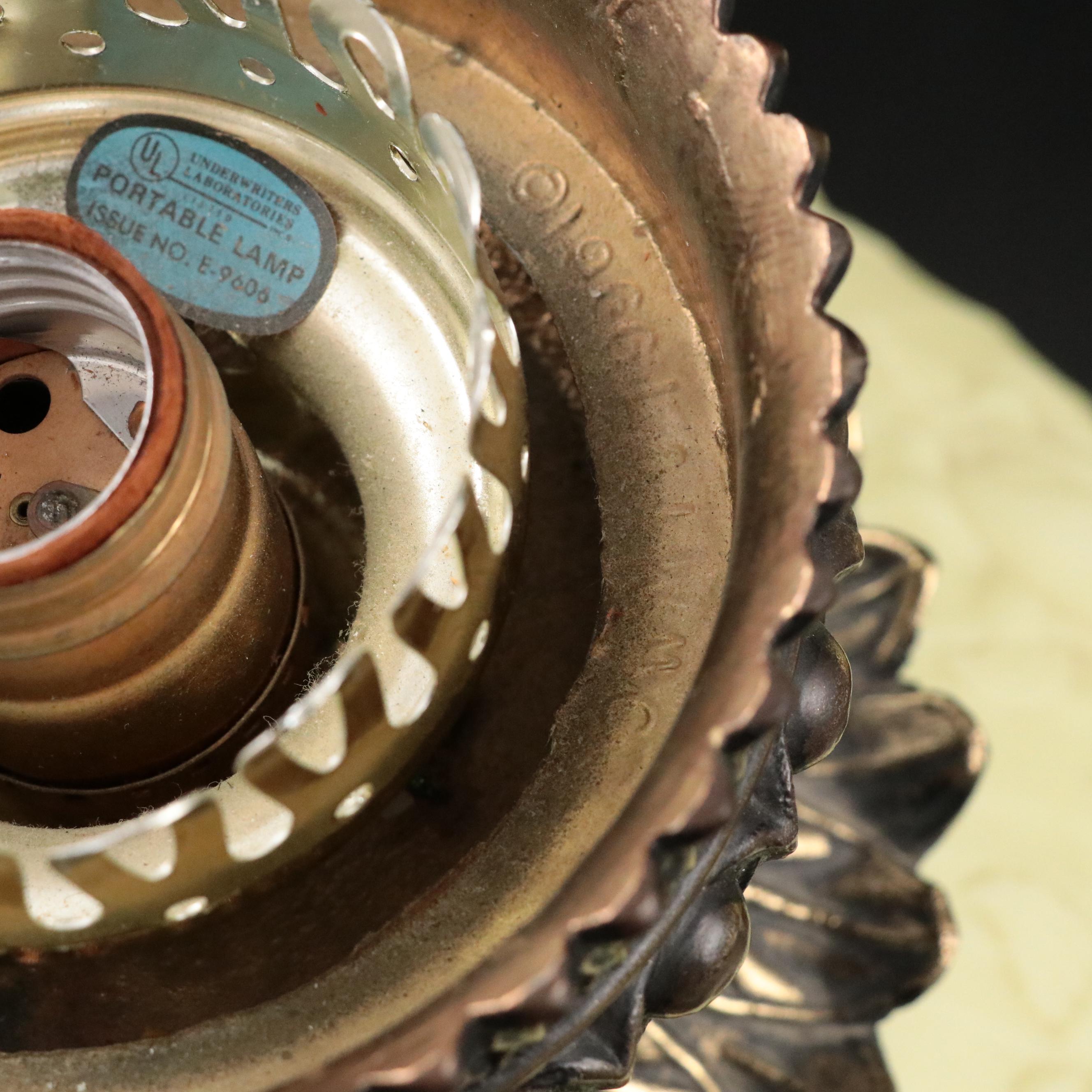 Fenton Burmese Glass "Embossed Roses" Gone with the Wind Style Lamp, 1971 - 1973