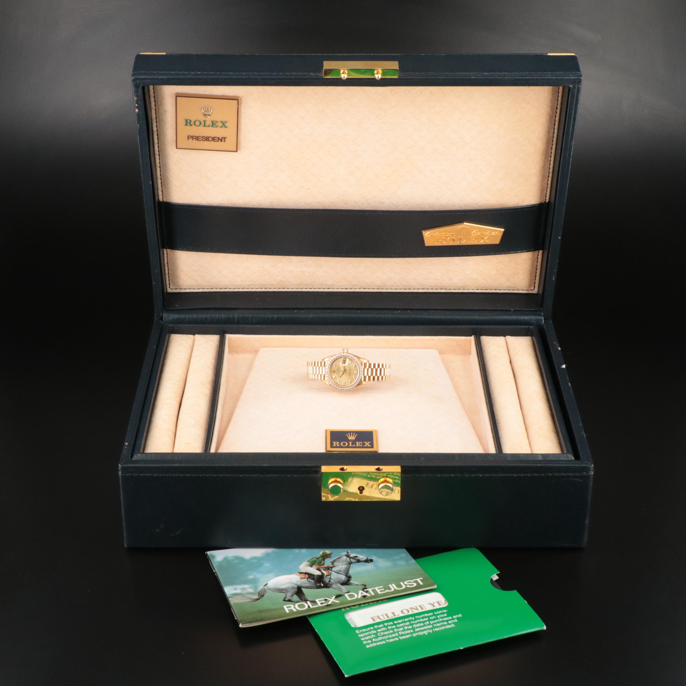 1987 Rolex Custom Diamond Bezel and Dial Datejust President Band Watch