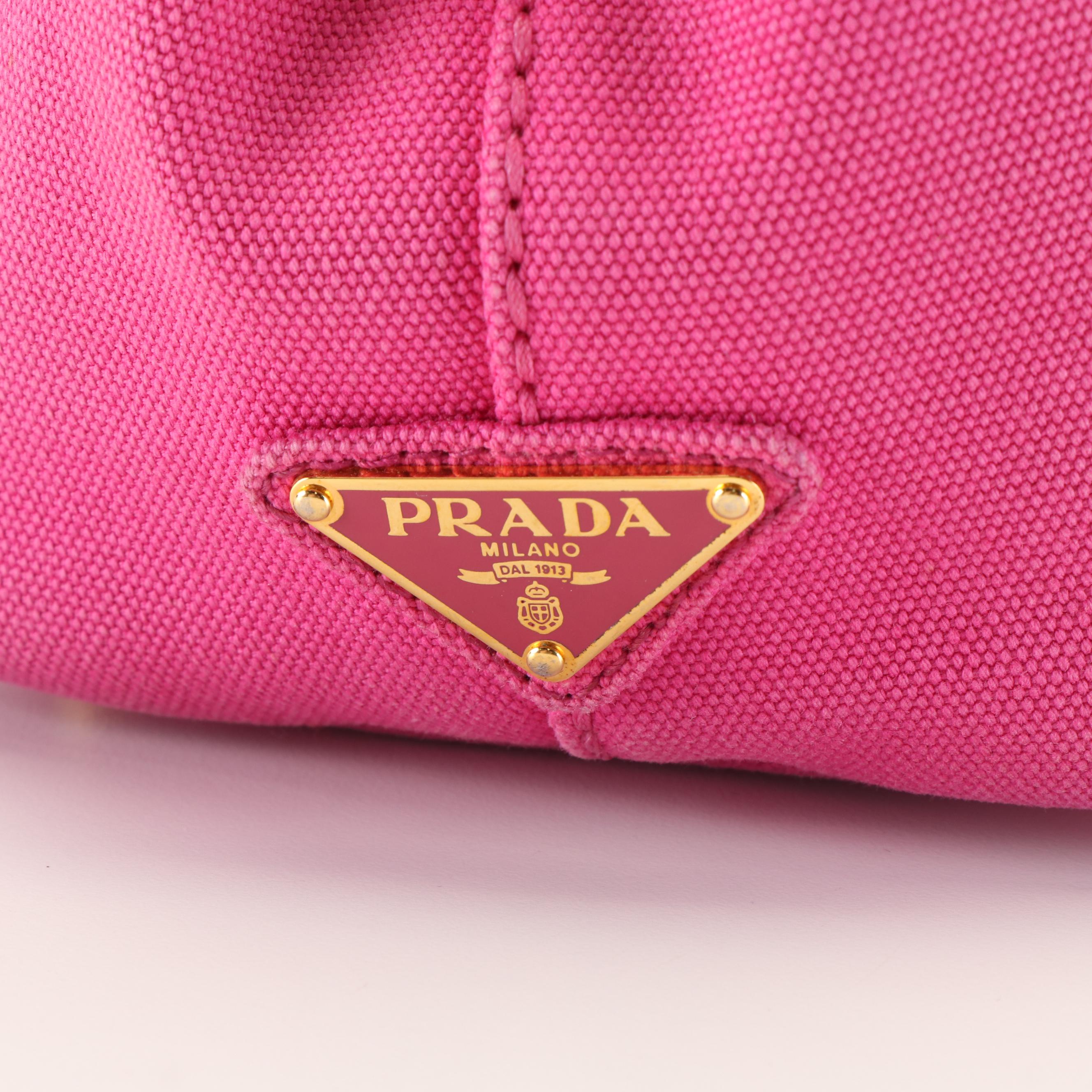 Prada Canapa Logo Mini Tote in Pink Canvas