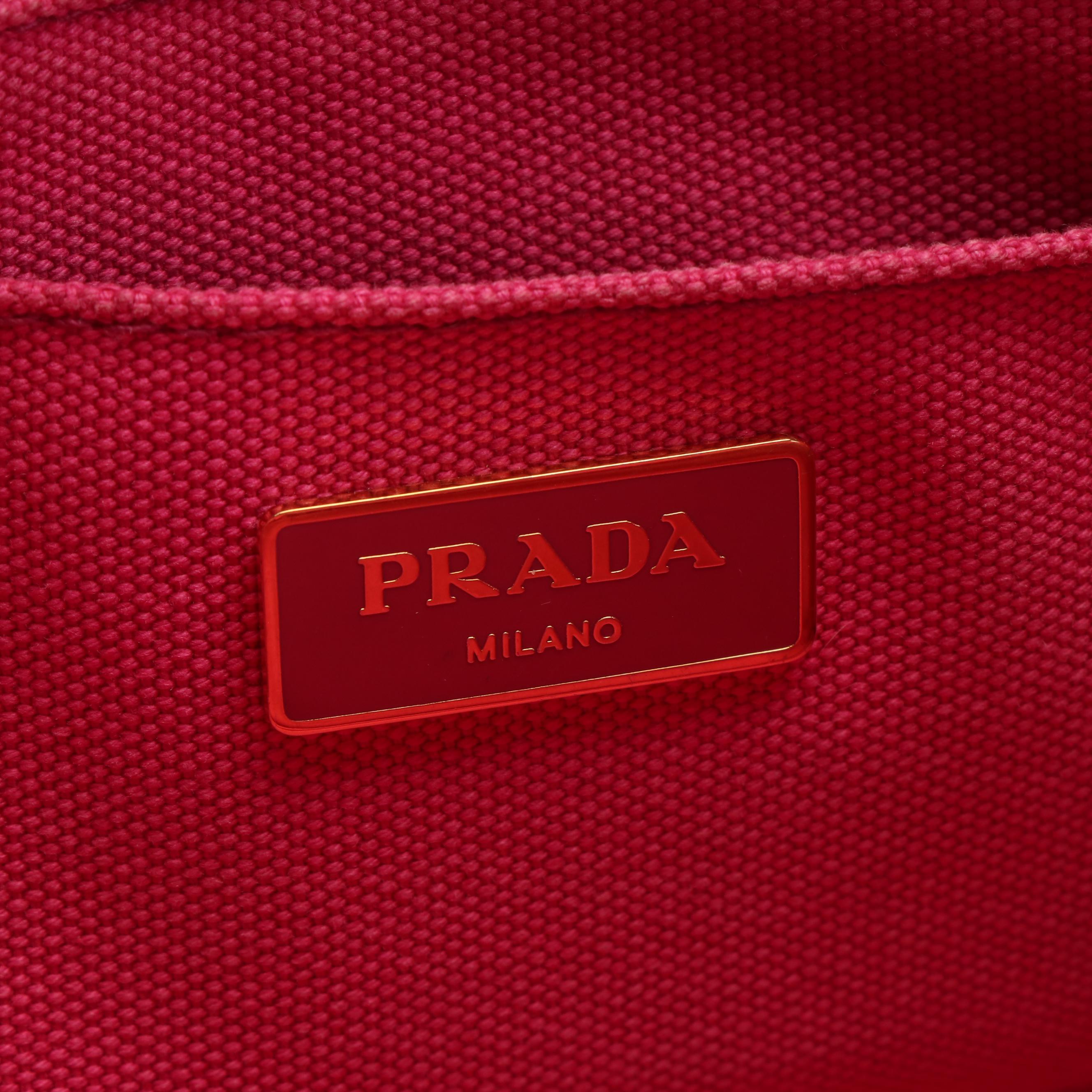 Prada Canapa Logo Mini Tote in Pink Canvas