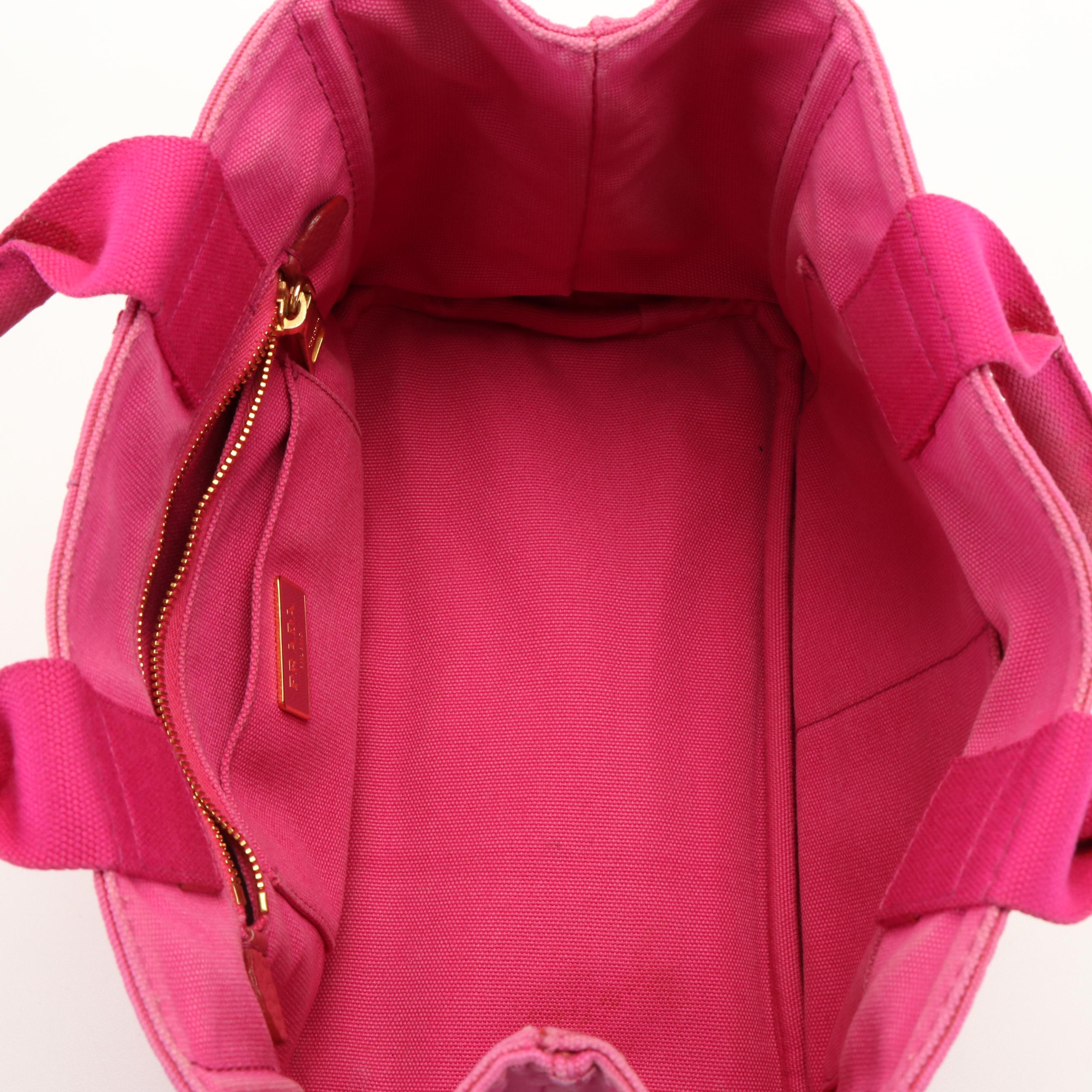 Prada Canapa Logo Mini Tote in Pink Canvas