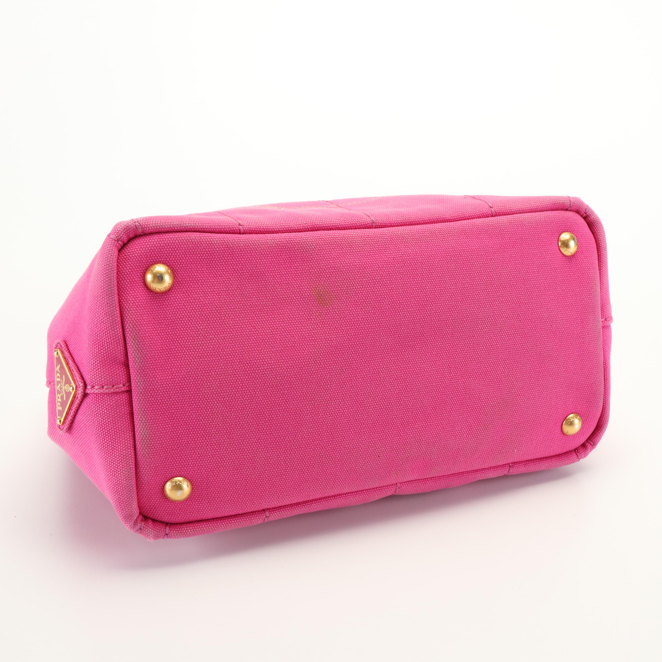 Prada Canapa Logo Mini Tote in Pink Canvas