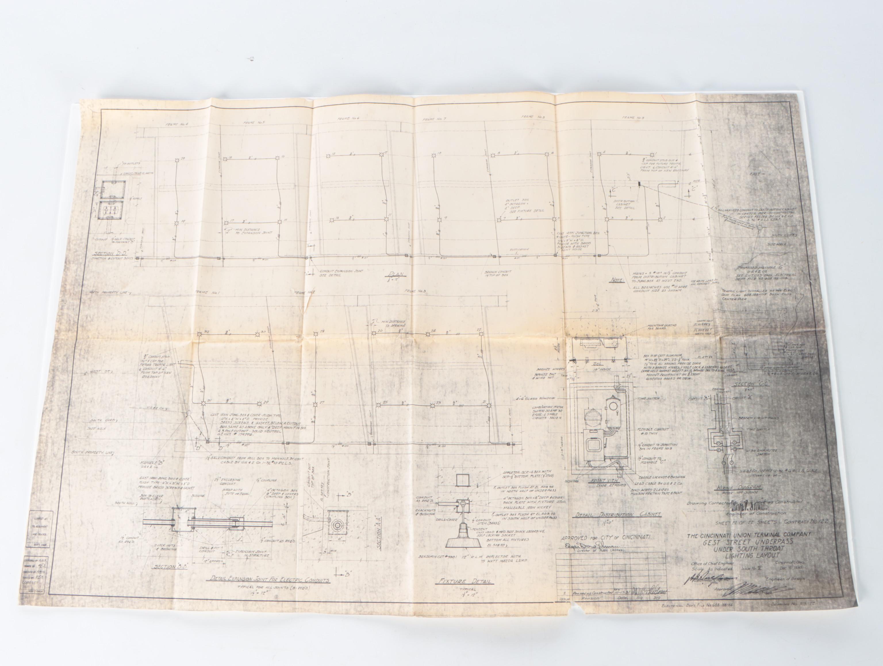 Cincinnati Union Terminal Blueprints, Plans Documents and More, Mid-20th Century