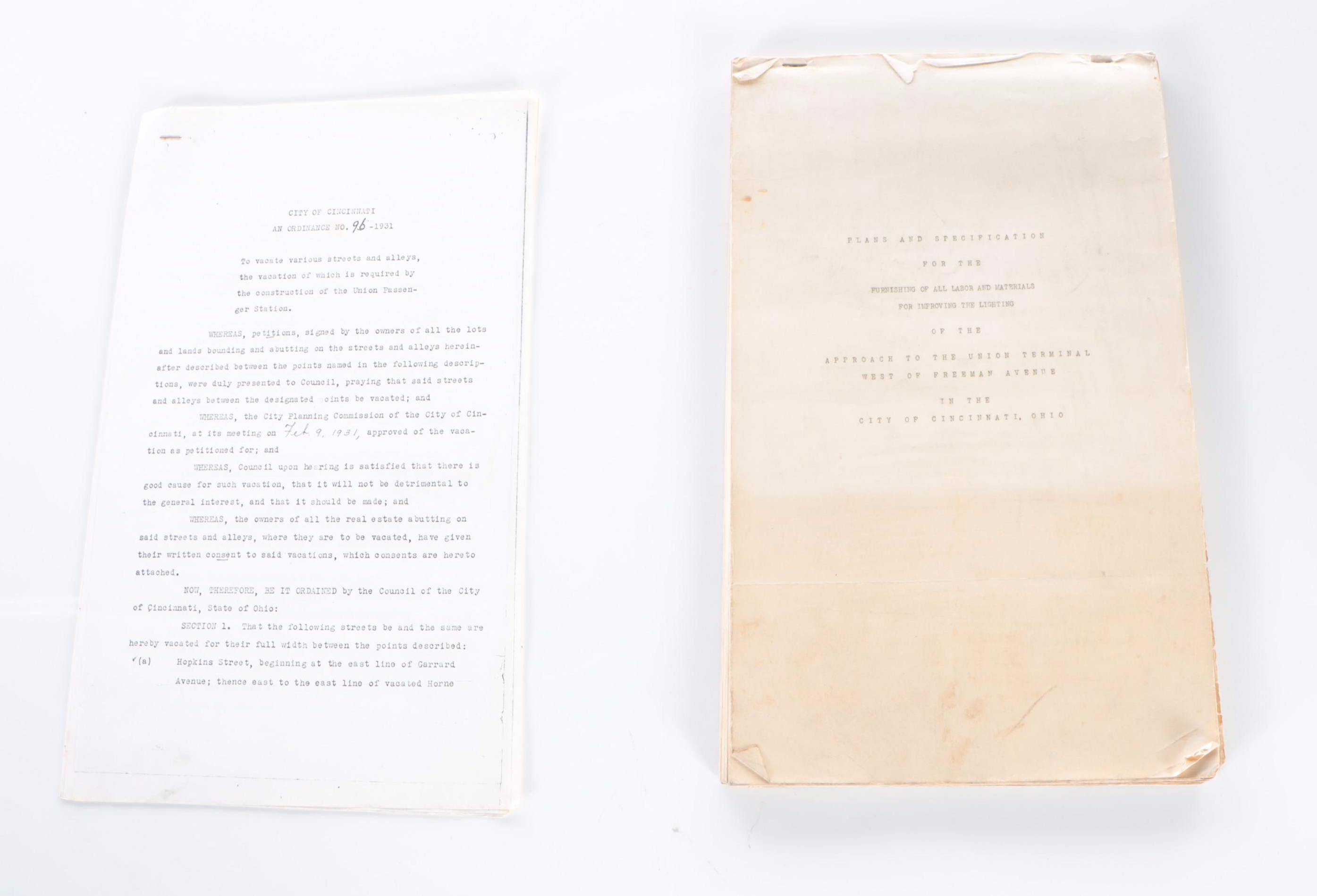 Cincinnati Union Terminal Blueprints, Plans Documents and More, Mid-20th Century