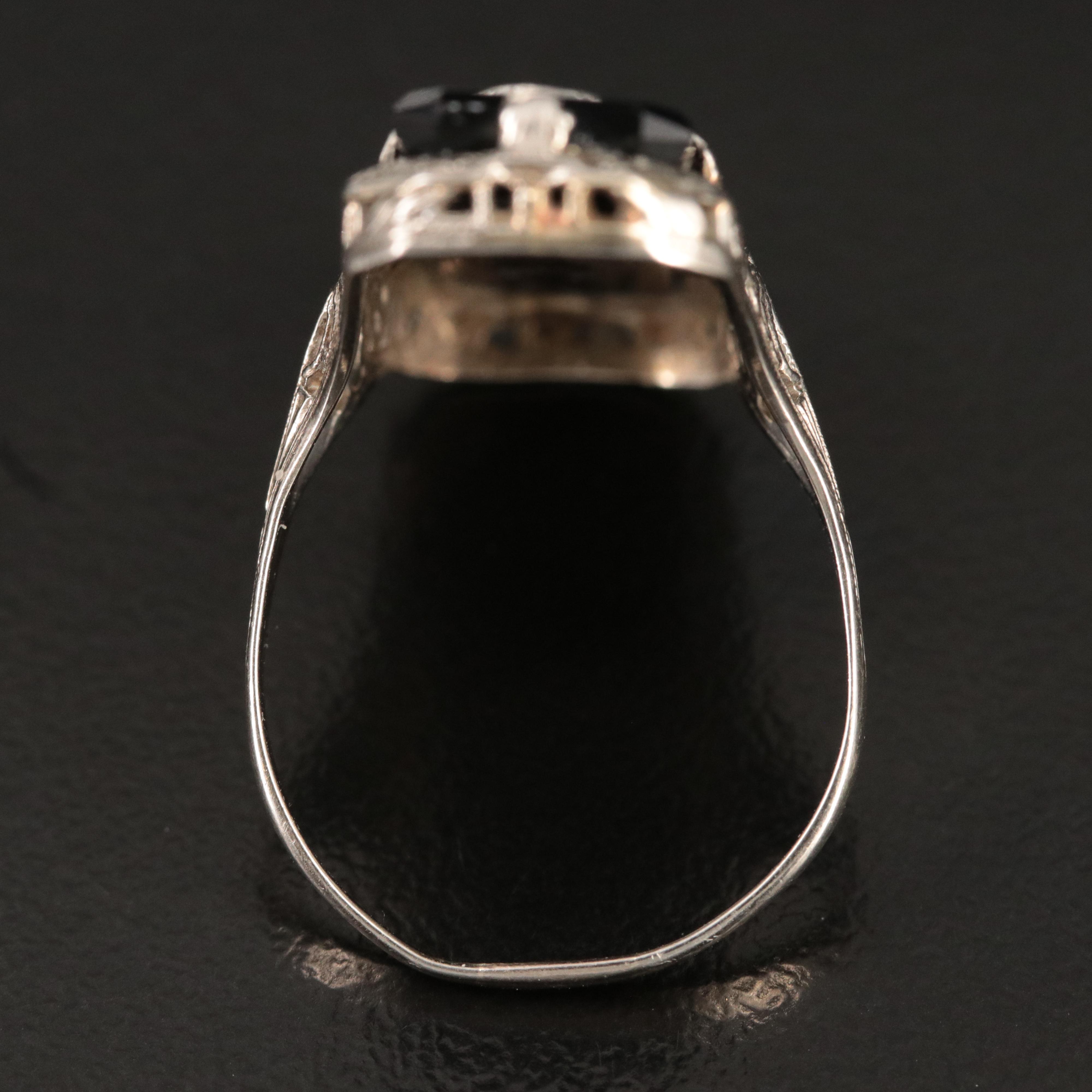 Vintage Masonic Eastern Star Ring with Black Onyx, Diamond and Enamel