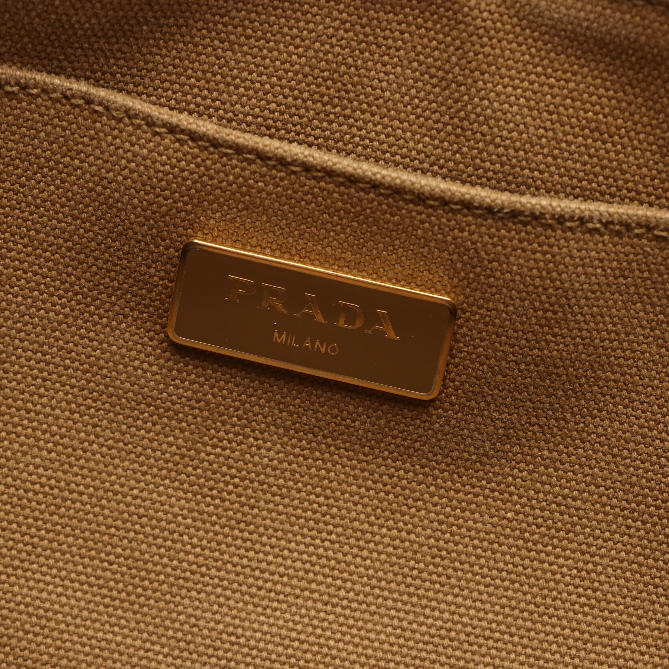 Prada Canapa Mini Logo Tote in Tan Canvas