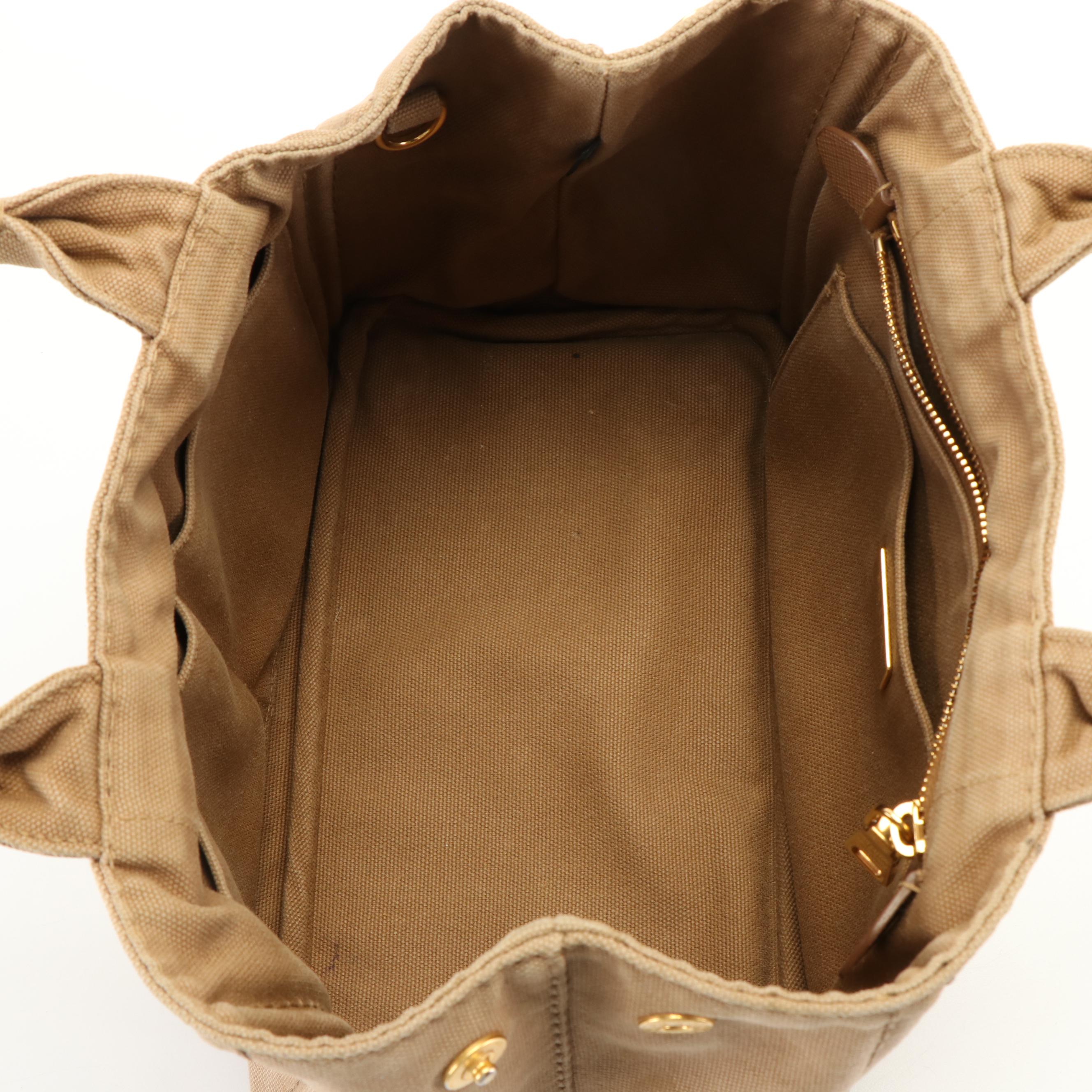 Prada Canapa Mini Logo Tote in Tan Canvas