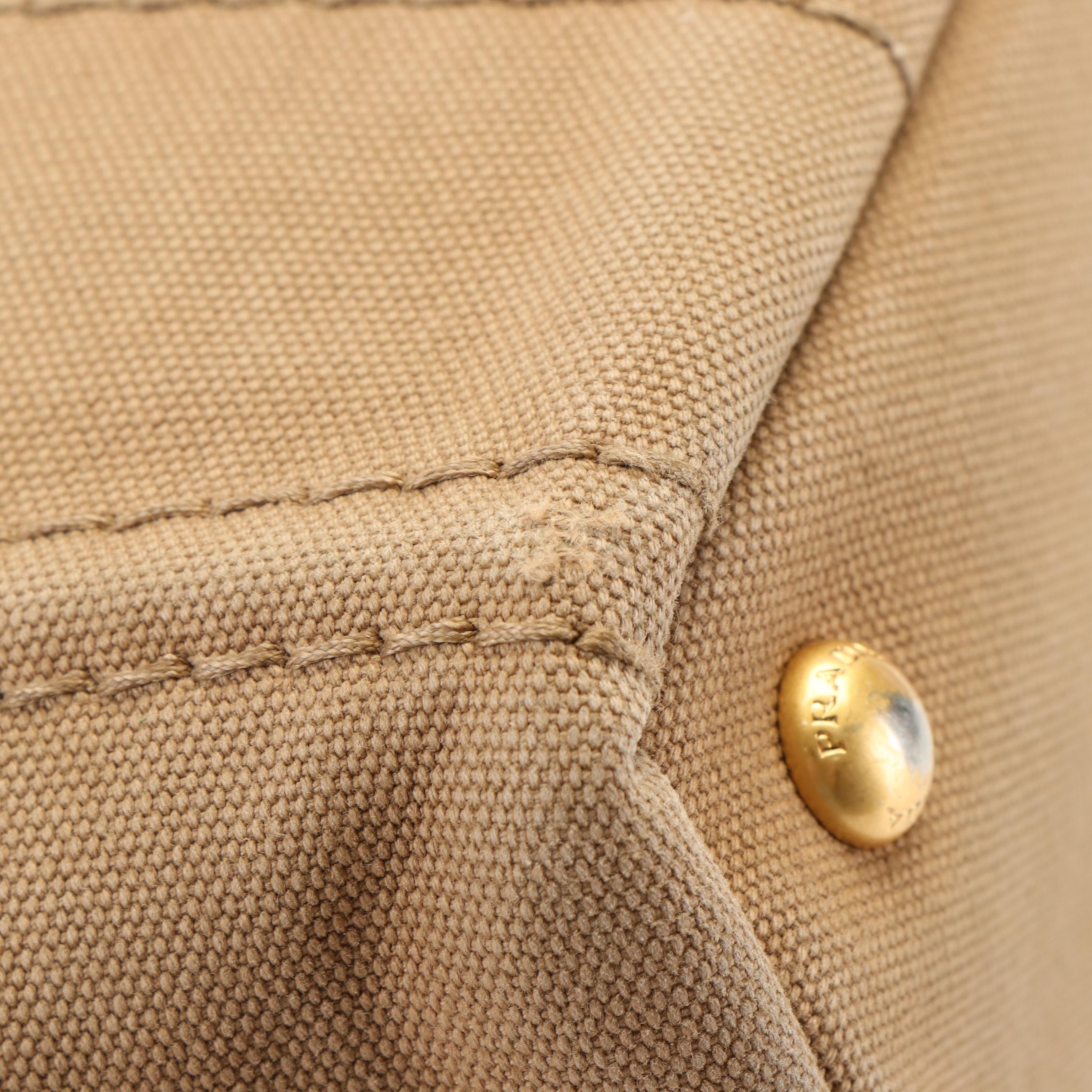 Prada Canapa Mini Logo Tote in Tan Canvas